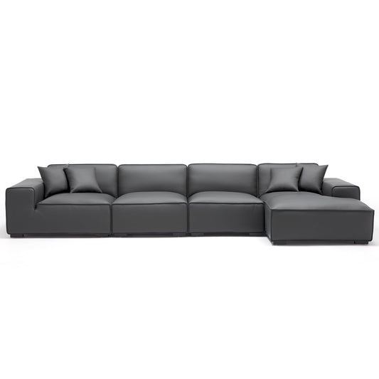 Domus Modular Dark Gray Leather Sectional Sofa-hidden