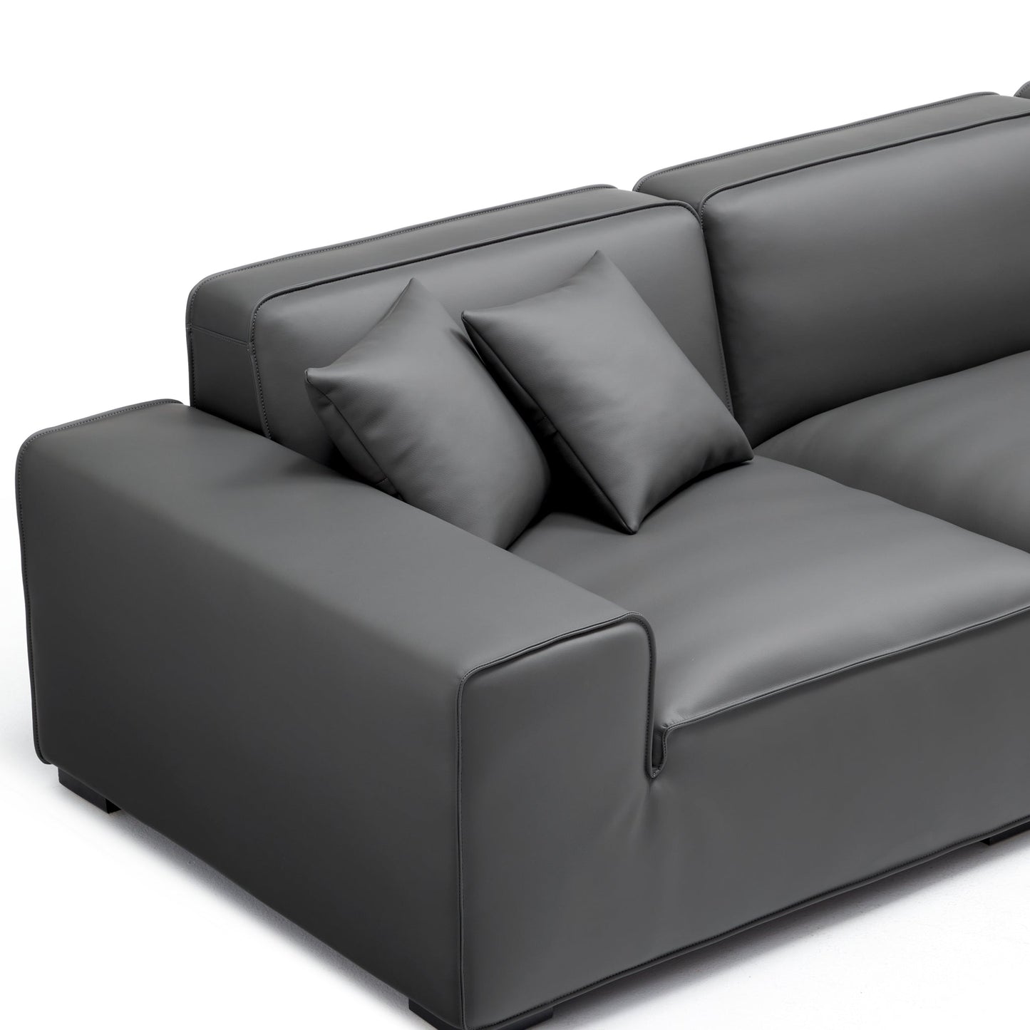 Domus Modular Khaki Leather Sofa-Dark Gray