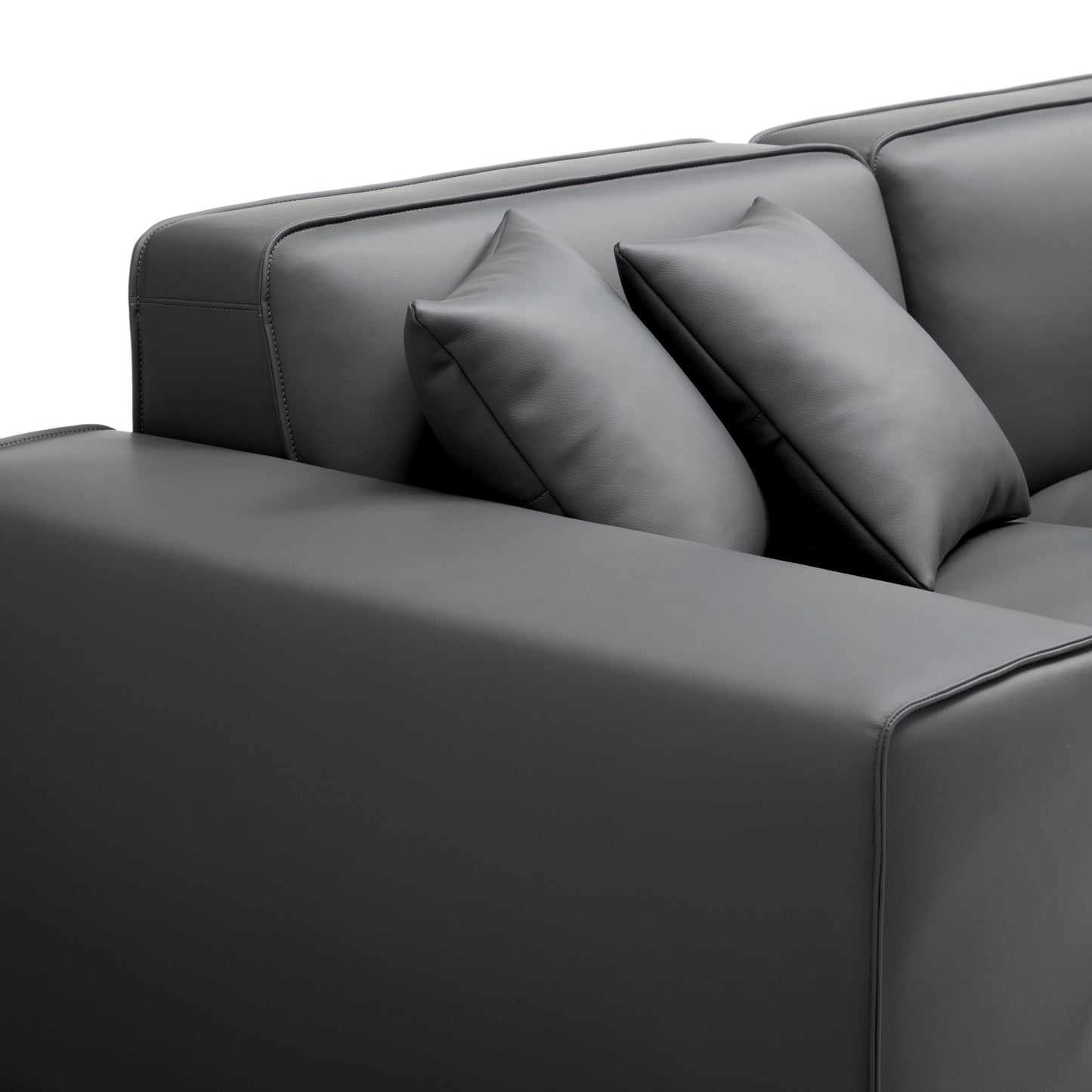 Domus Modular Khaki Leather Sofa-Dark Gray