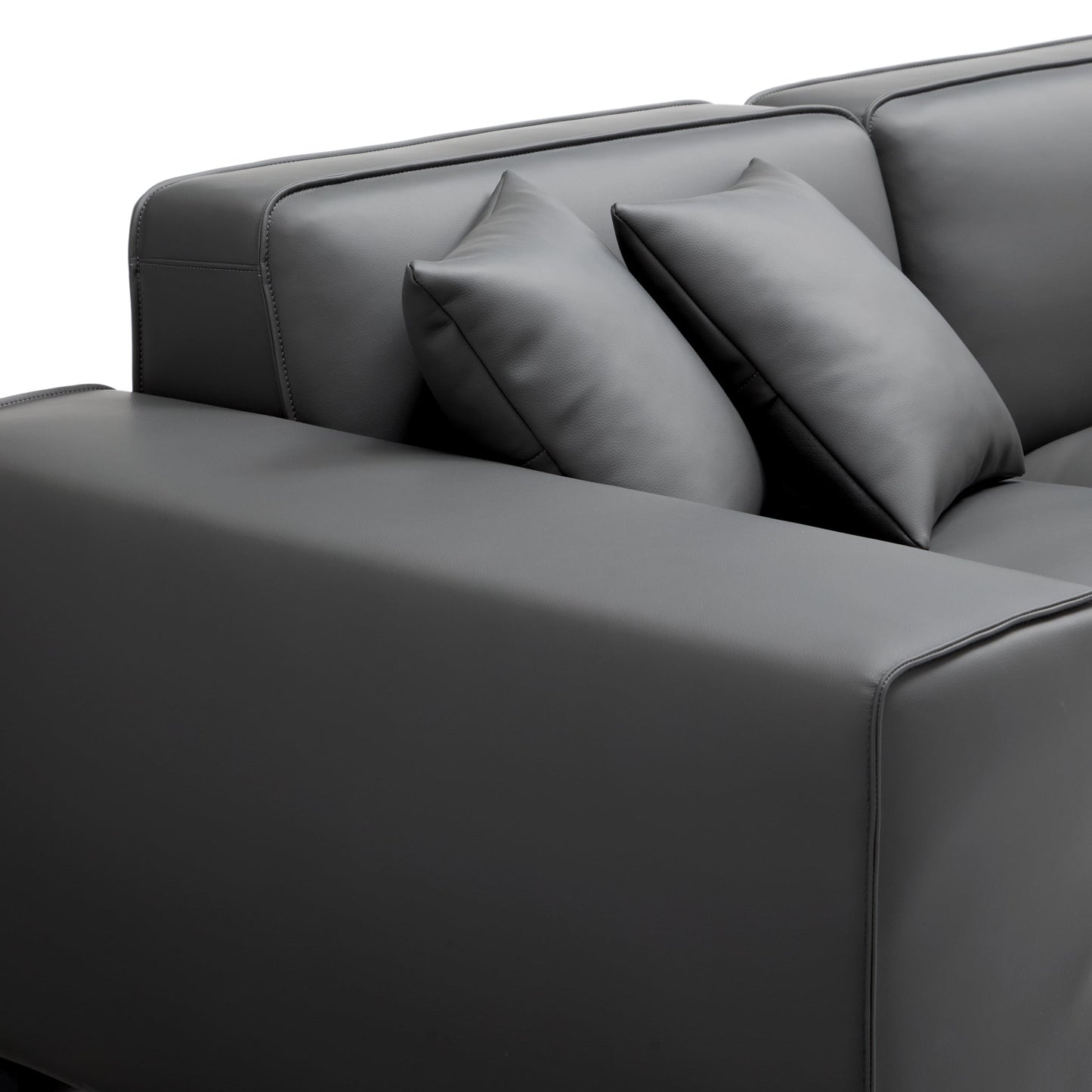 Domus Modular Dark Gray Leather Sectional Sofa-Dark Gray