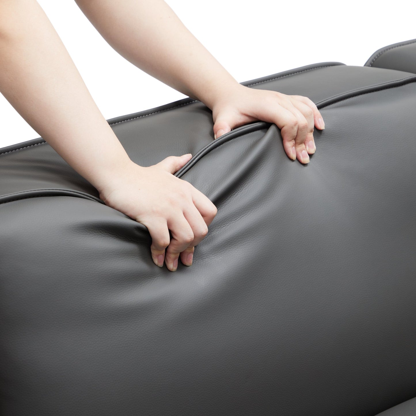 Domus Modular Black Leather Sofa-Dark Gray