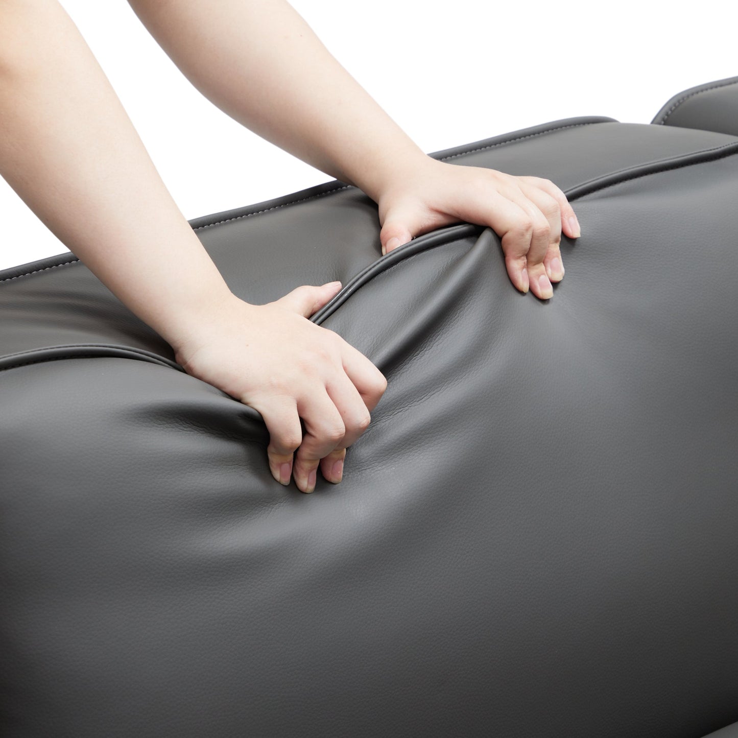 Domus Modular Dark Gray Leather Sofa and Ottoman-Dark Gray