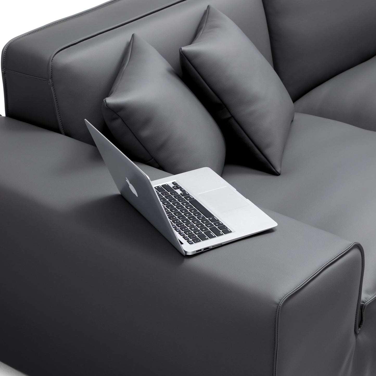 Domus Modular Khaki Leather Sofa-Dark Gray