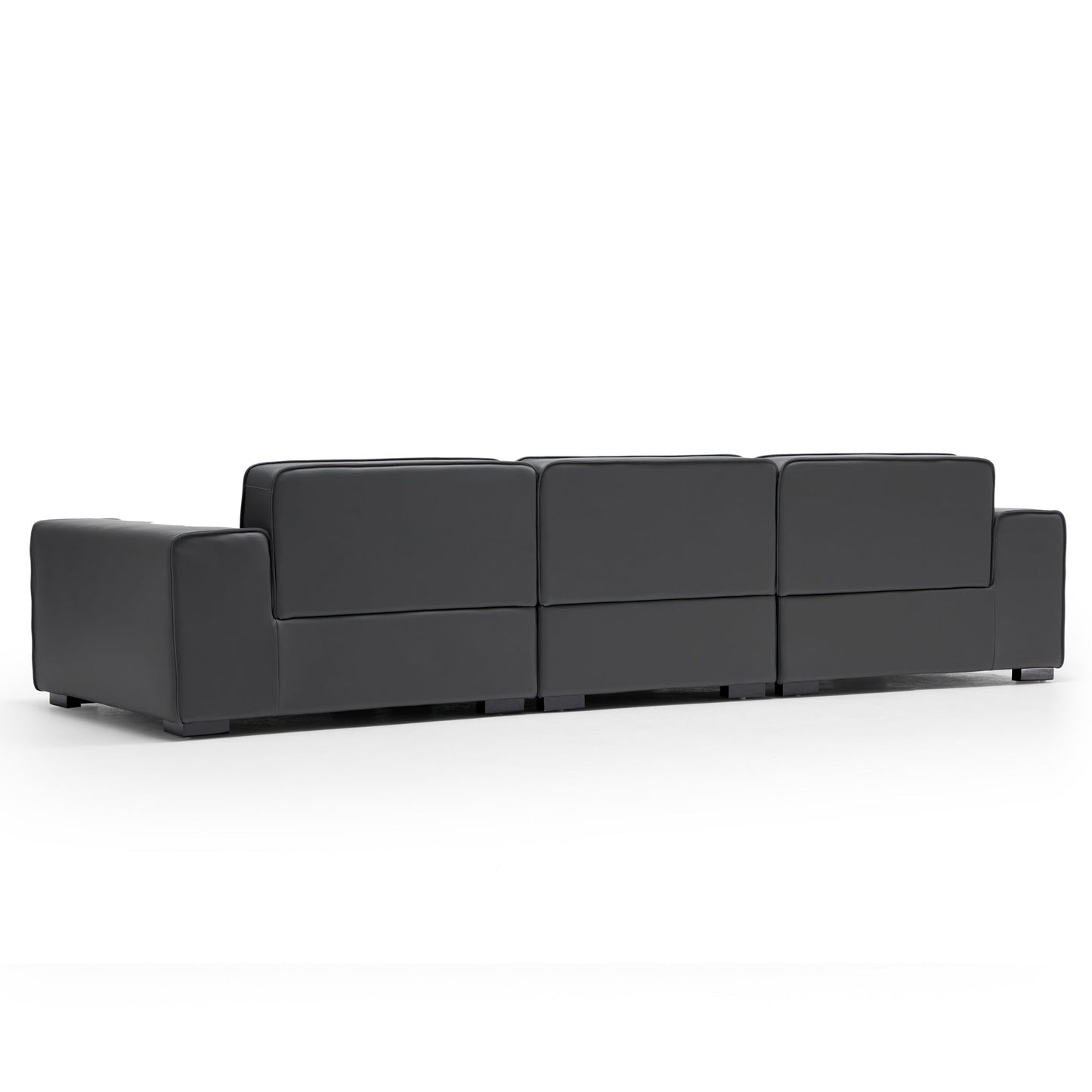 Domus Modular Dark Gray Leather Sofa-Dark Gray-129.9"