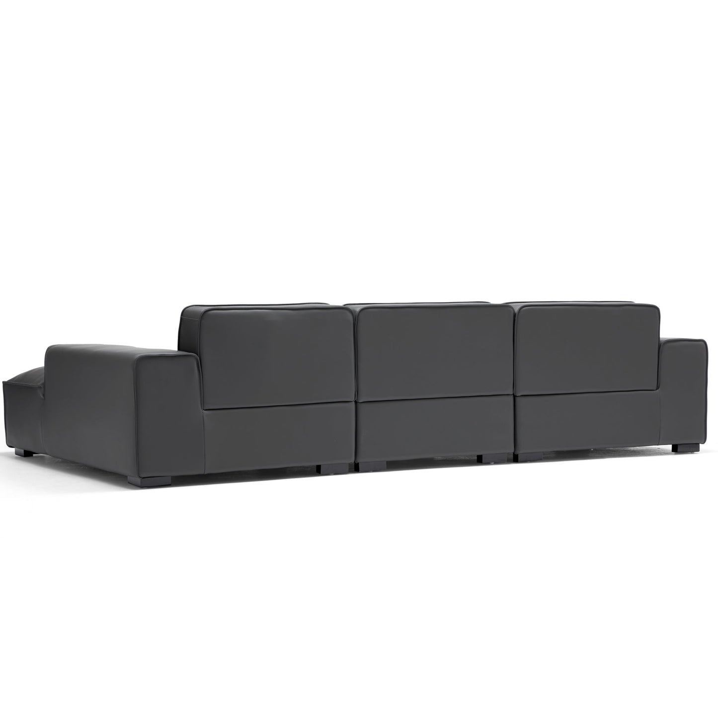 Domus Modular Dark Gray Leather Sectional Sofa-Dark Gray-126.0"-Facing Right