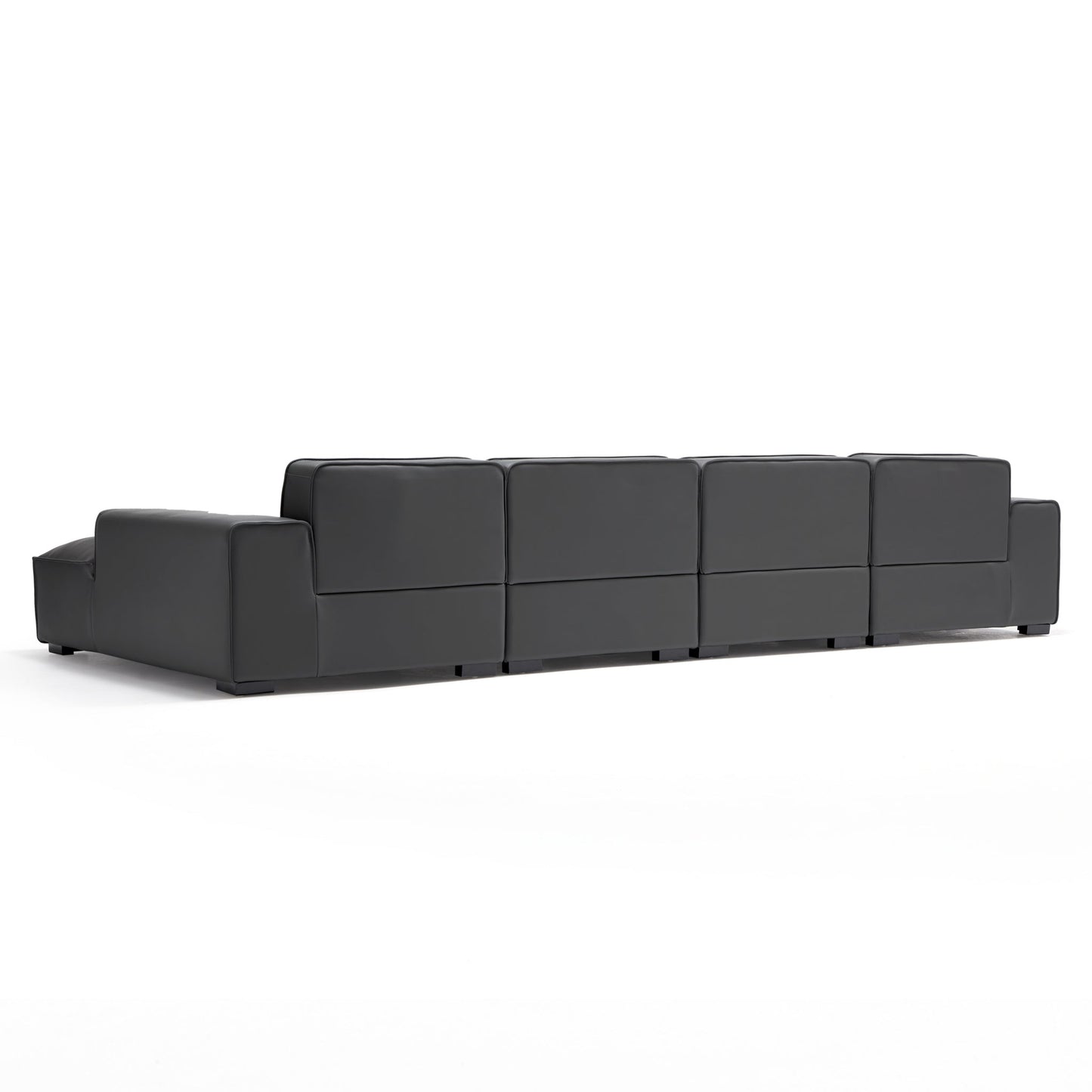 Domus Modular Khaki Leather U Shaped Sectional Sofa-Dark Gray-157.5″