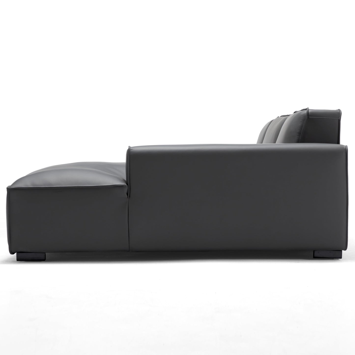 Domus Modular Beige Leather Sectional Sofa-Dark Gray