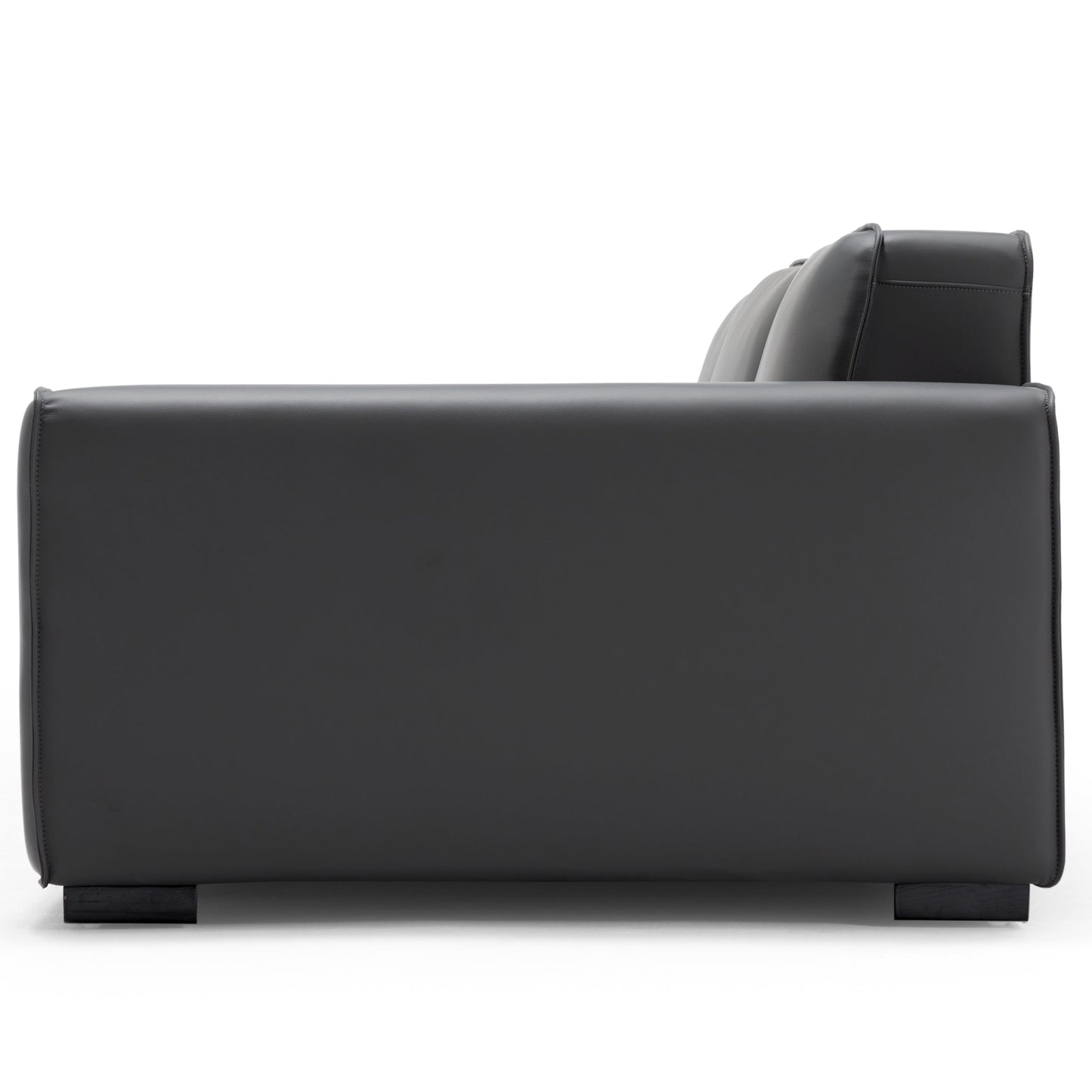 Domus Modular Black Leather Sofa-Dark Gray