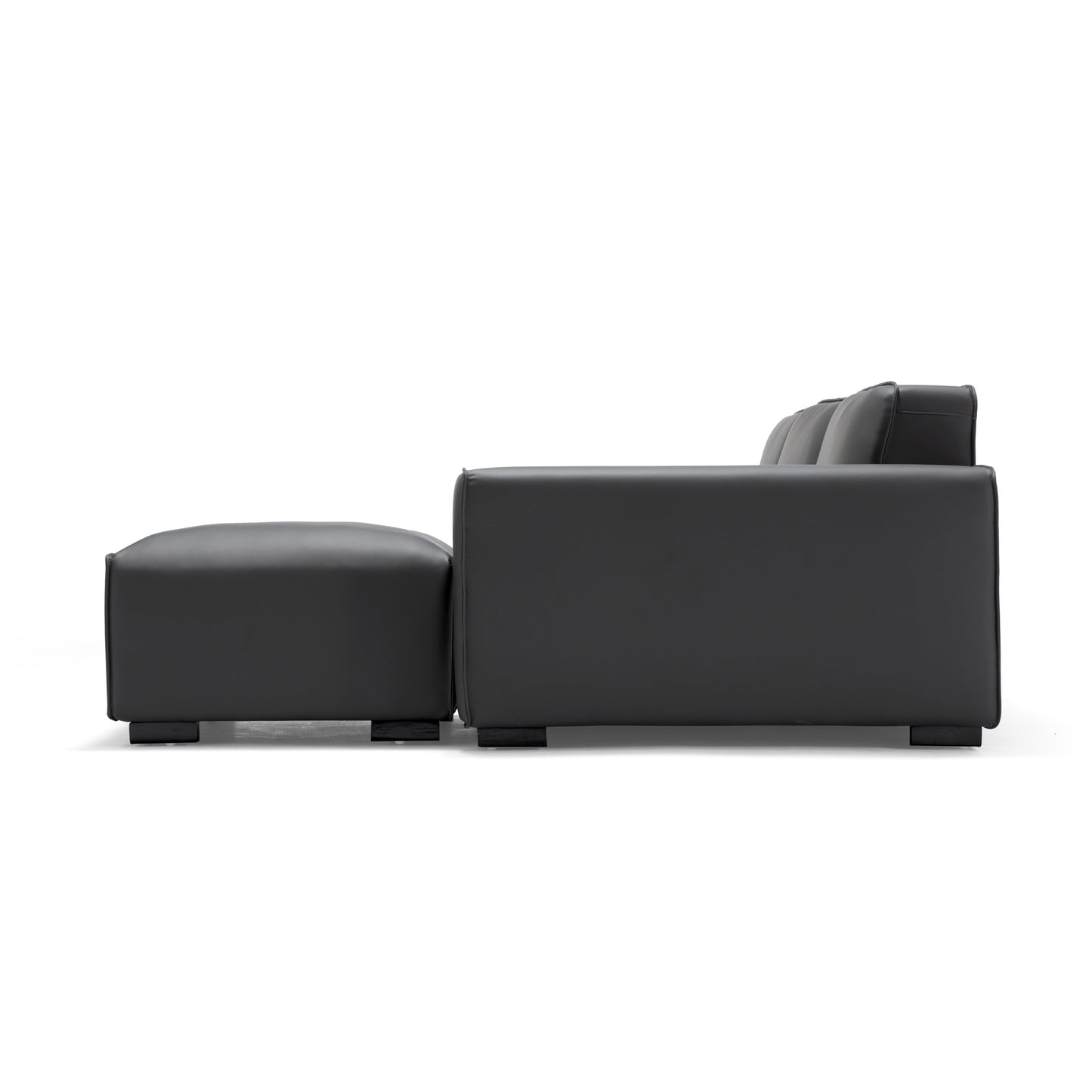 Domus Modular Khaki Leather Sofa and Ottoman-Dark Gray