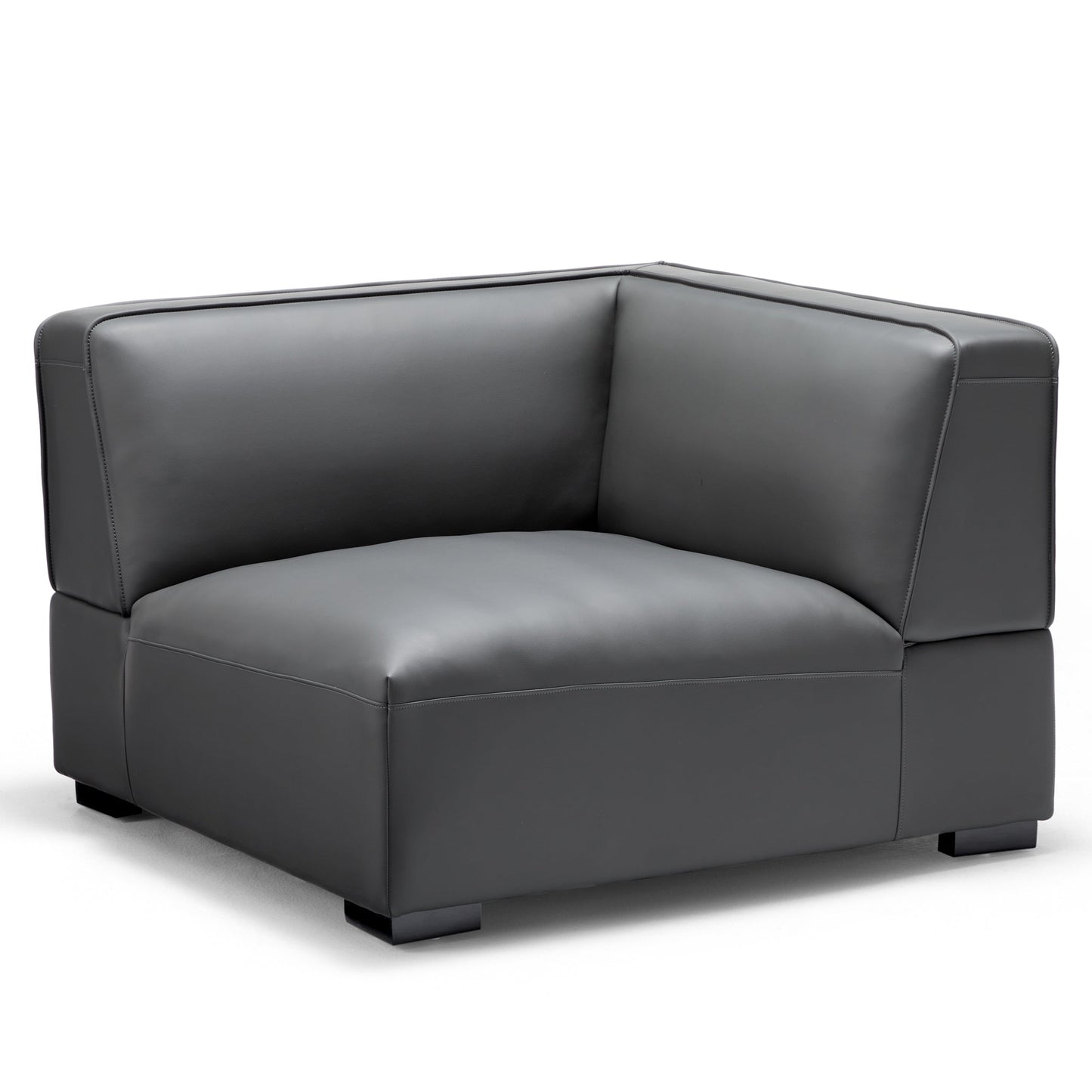 Domus Modular Beige Leather L Shaped Sectional-Dark Gray