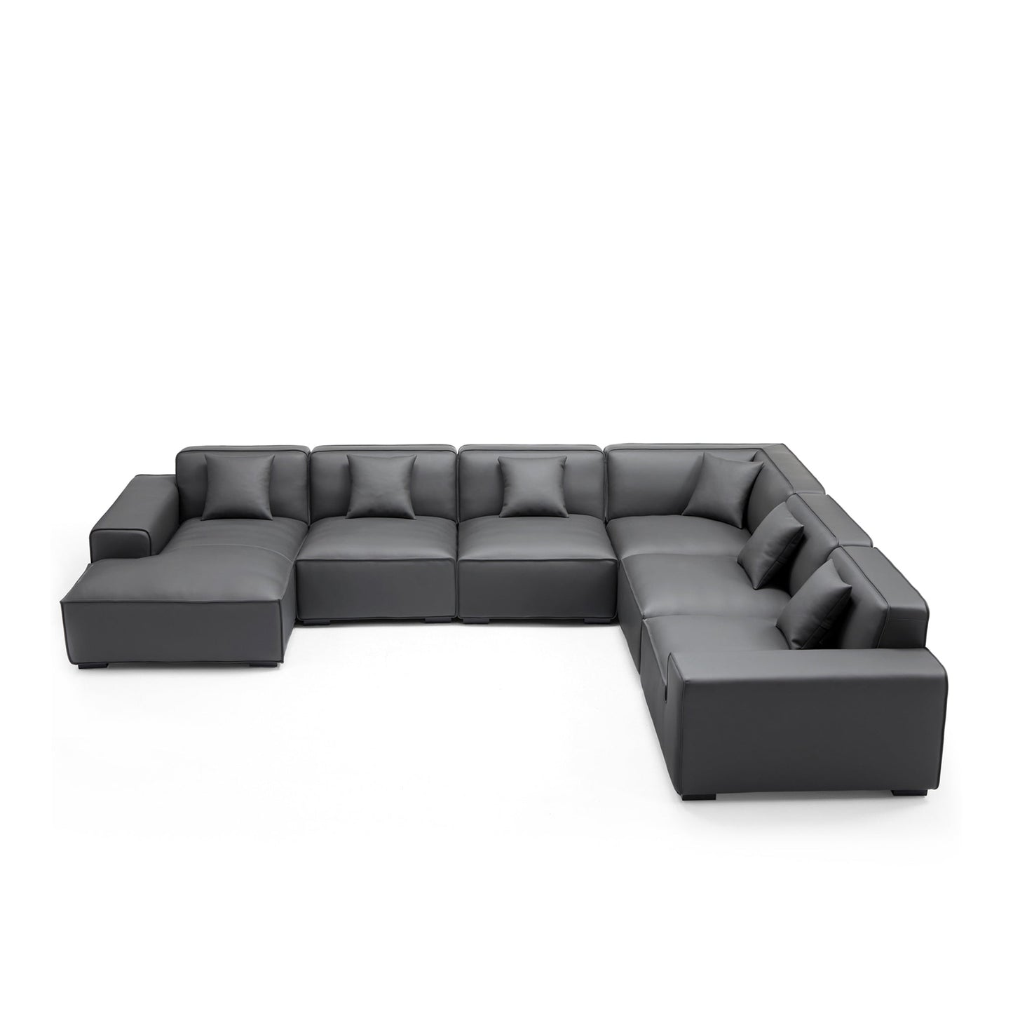 Domus Modular Dark Gray Leather U Shaped Sectional-Dark Gray-Facing Left