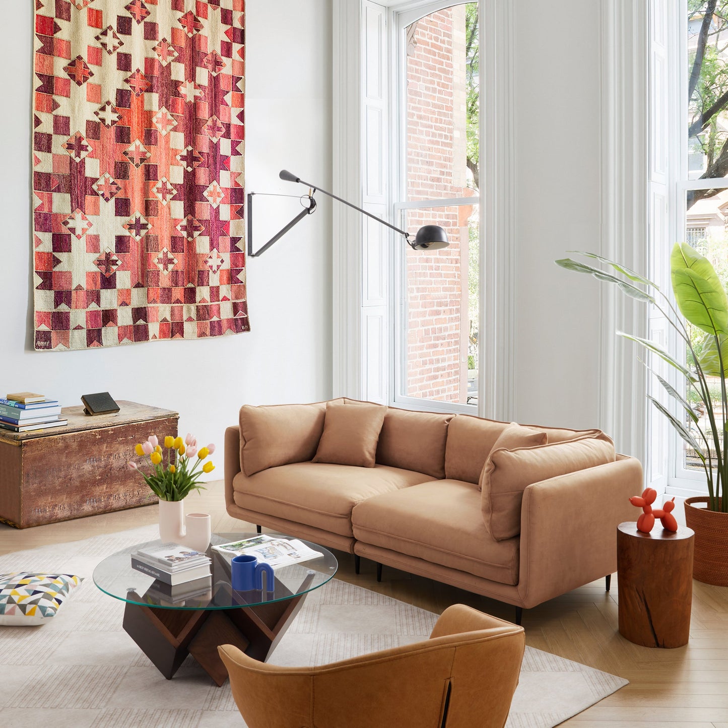Vanilla Camel Fabric Sofa-Camel