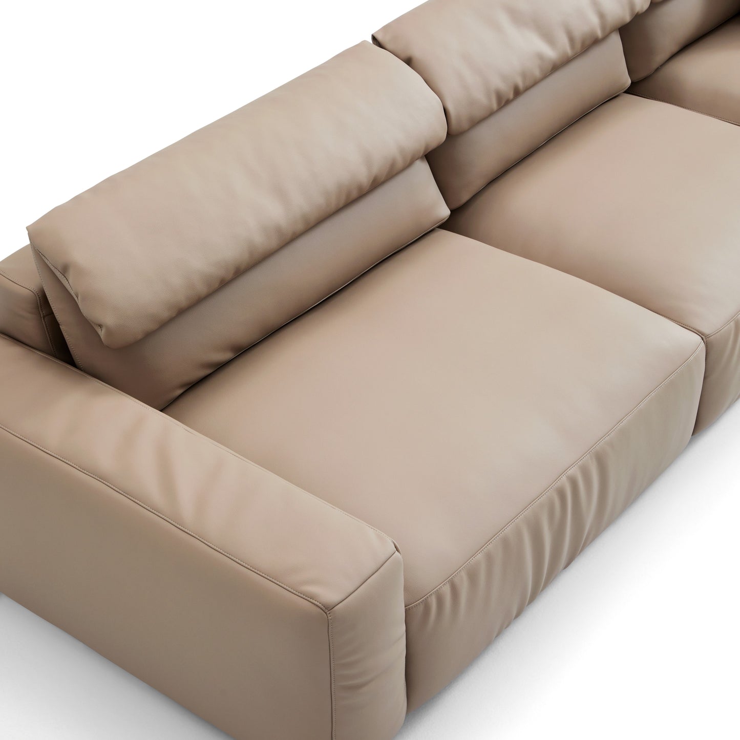 Chestnut Khaki Leather Sofa-Khaki