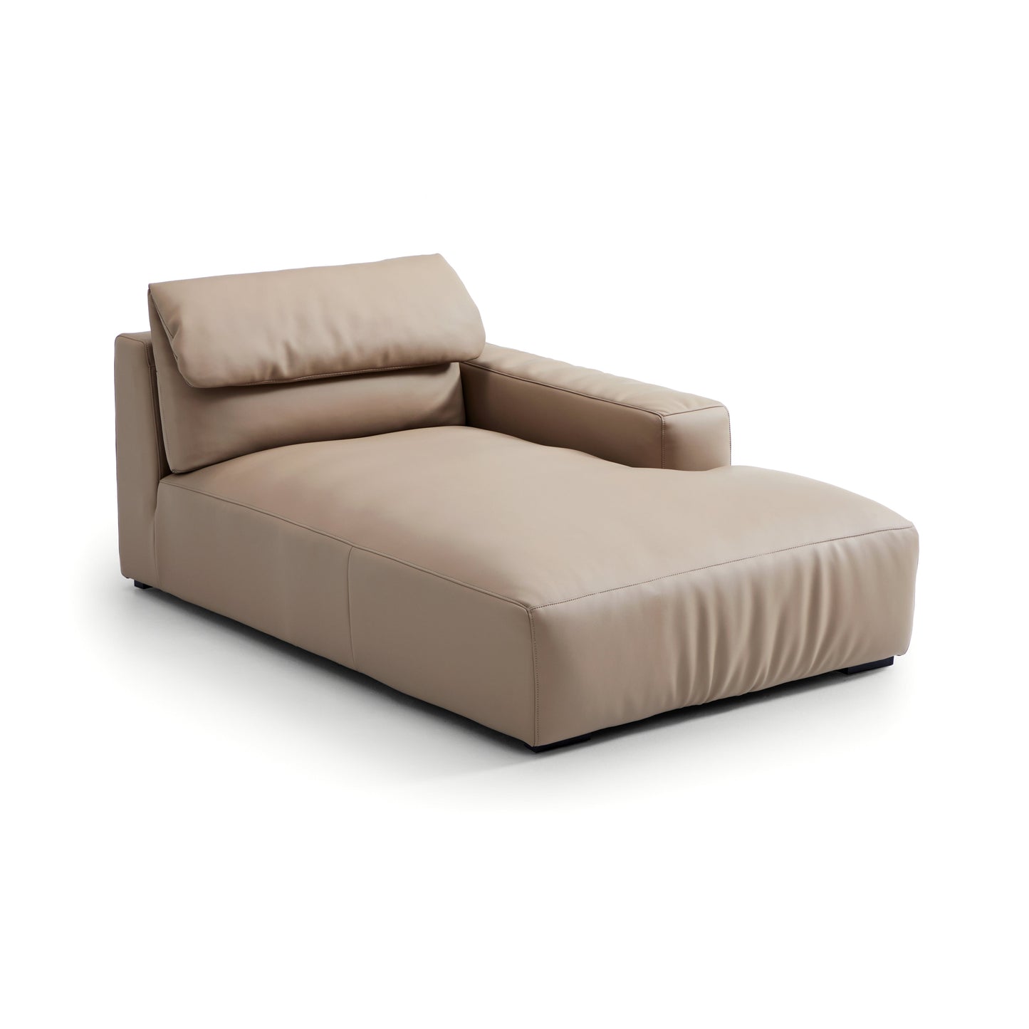 Chestnut Khaki Leather Double Chaise Sectional-Khaki