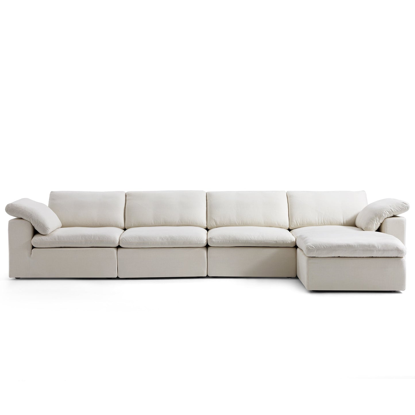 Tender Wabi Sabi Beige Sofa and Regular Ottoman-Beige-165.4"