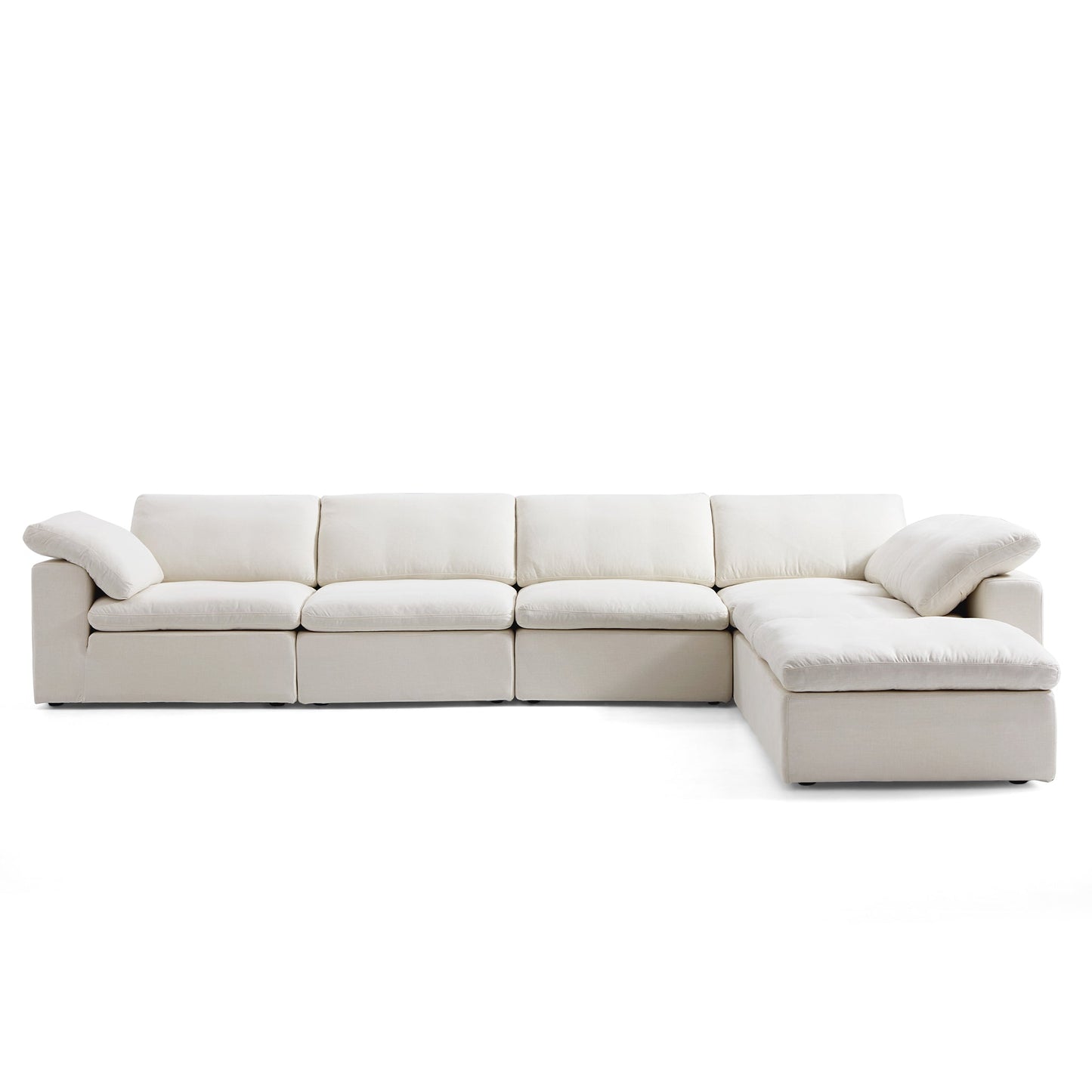 Tender Wabi Sabi Sand L Shaped Sectional and Ottoman-Beige-165.4"