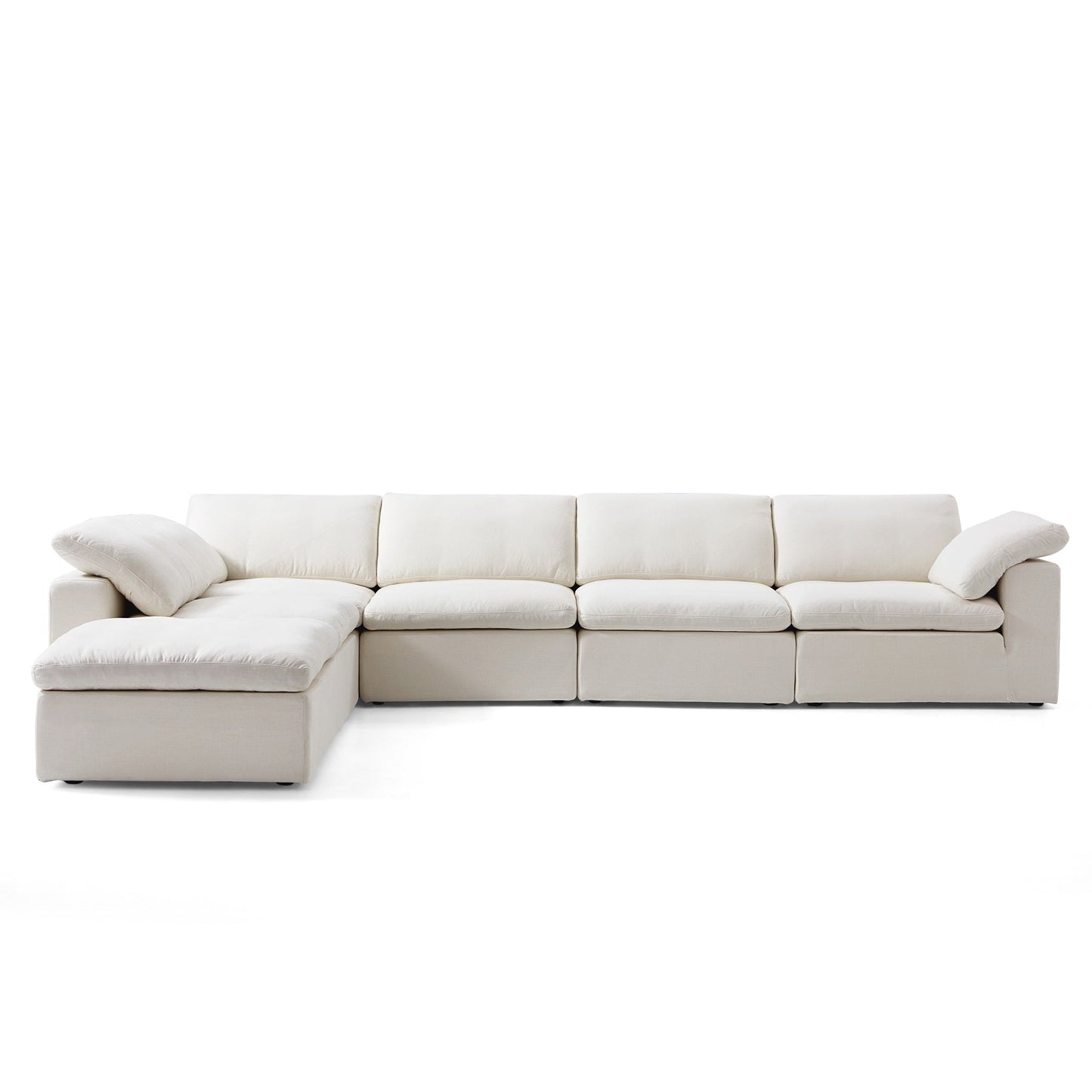 Tender Wabi Sabi L Shaped Beige Sectional and Ottoman-hidden