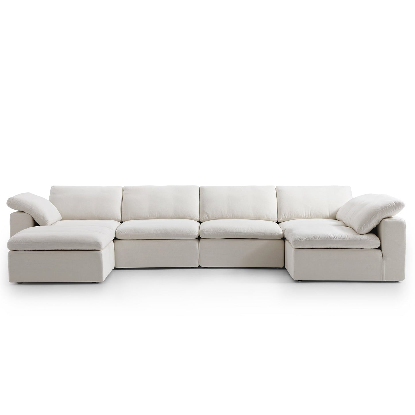 Tender Wabi Sabi L Shaped Sectional With Ottoman-Beige-165.4"