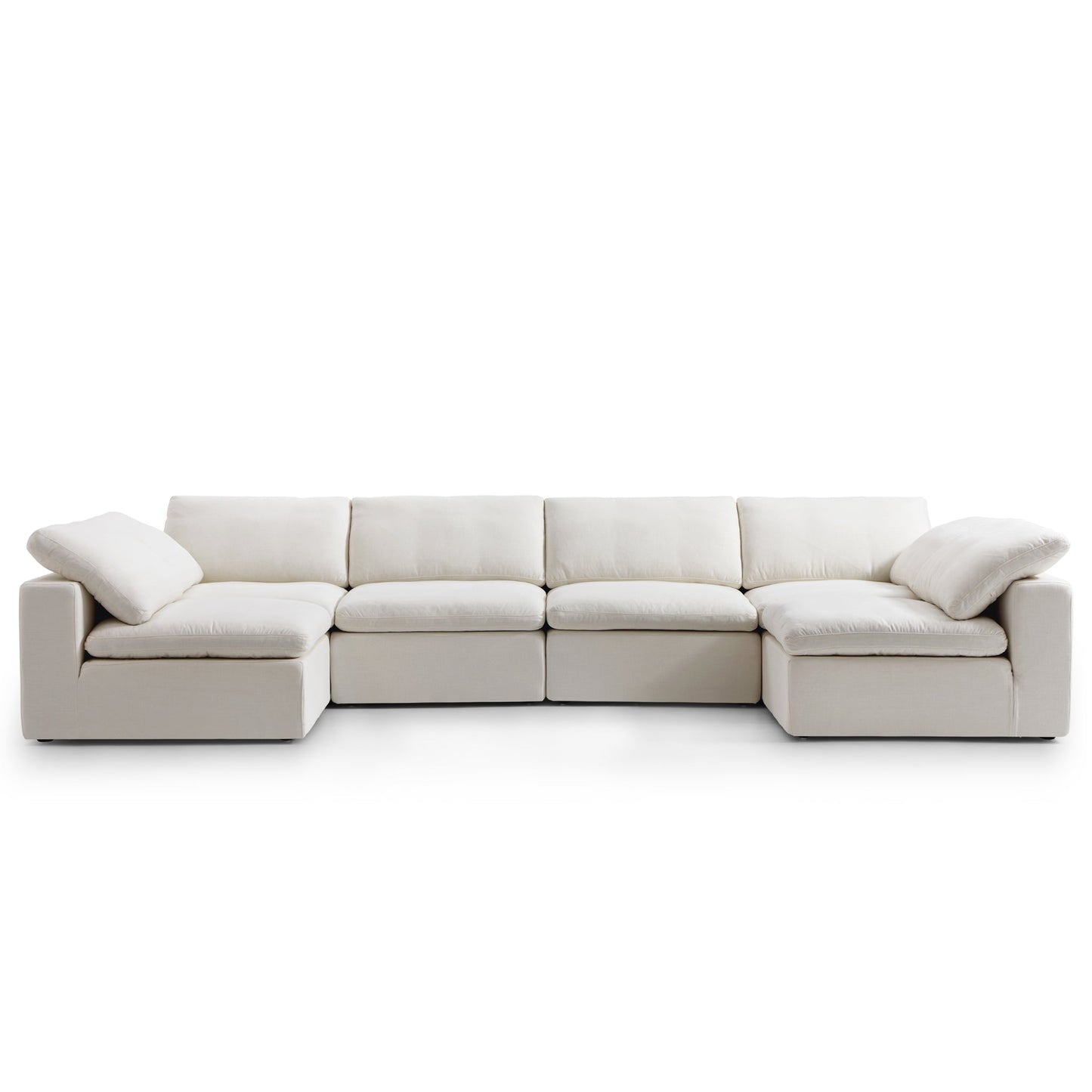 Tender Wabi Sabi Sand U Shaped Sectional with Open Ends-Beige-165.4"