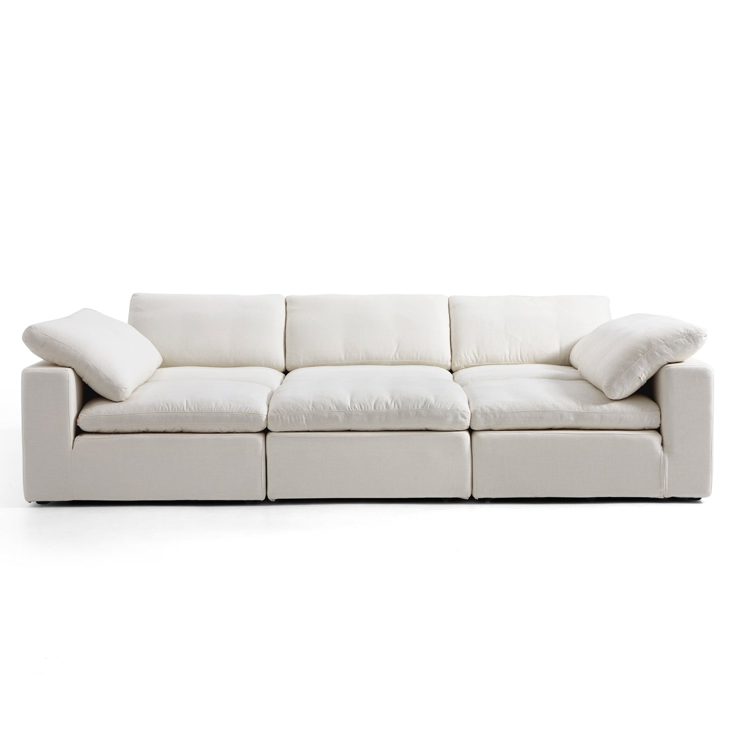 Tender Wabi Sabi U Shaped Beige Sectional with Open End-Beige-128.0"