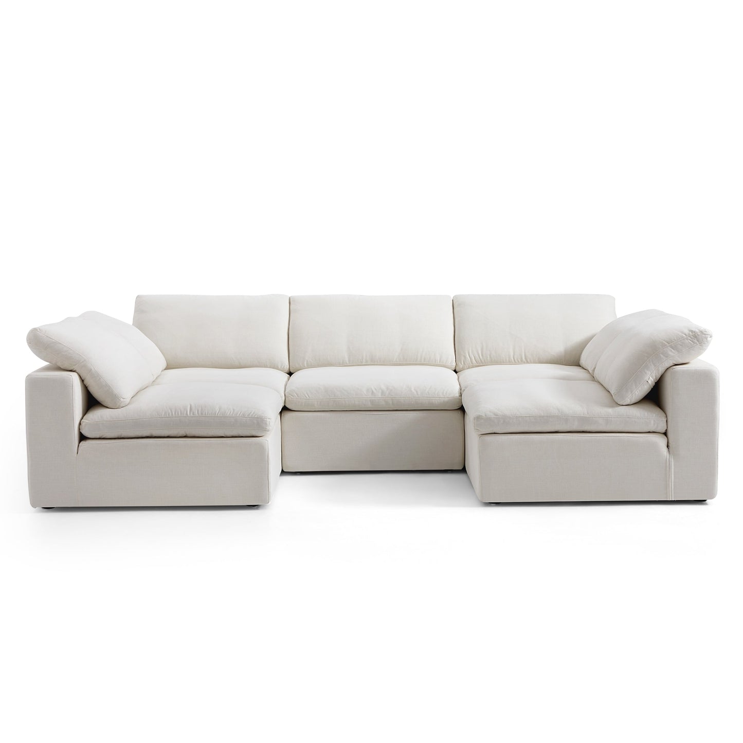 Tender Wabi Sabi U Shaped Beige Sectional with Open End-Beige-128.0"