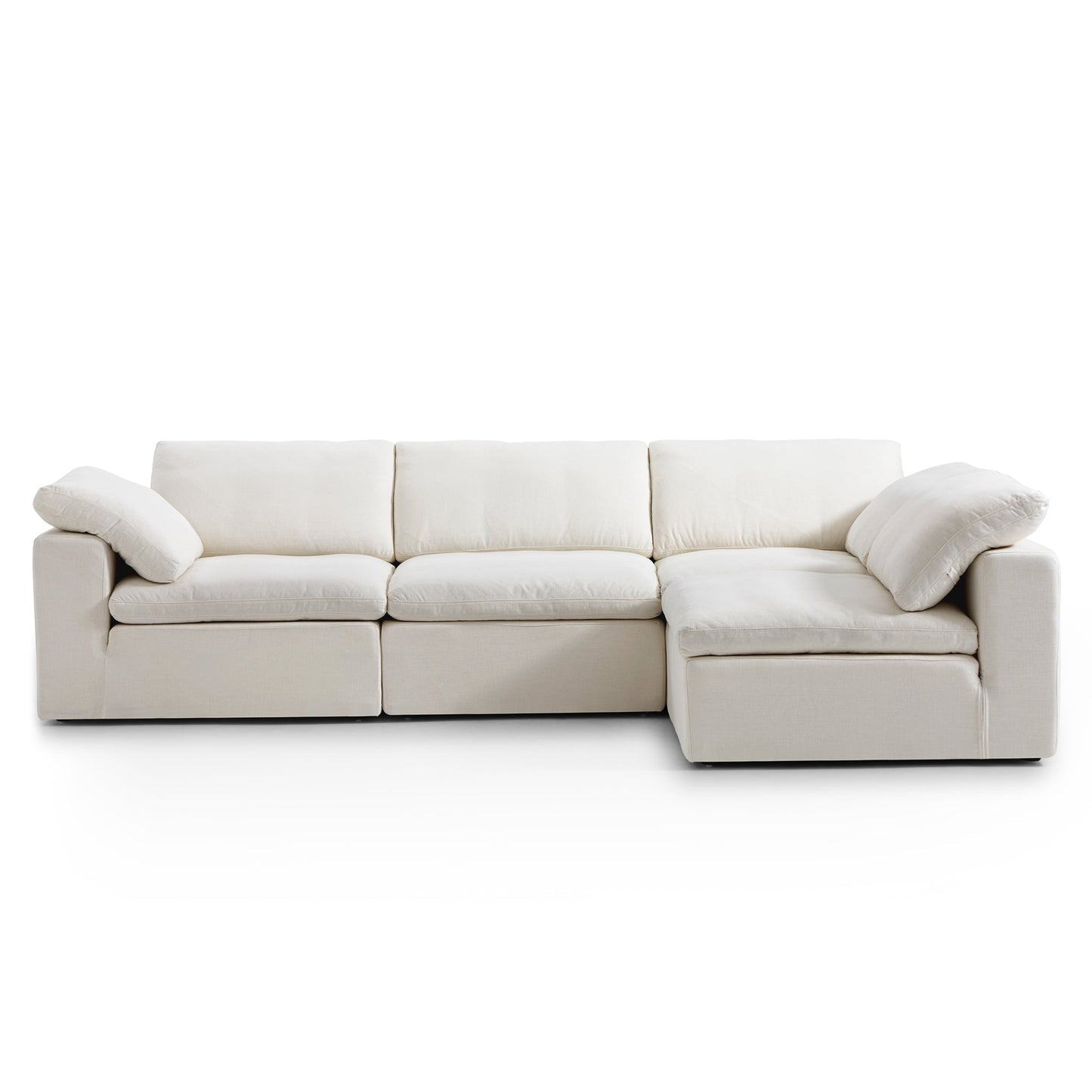 Tender Wabi Sabi Light Gray L Shaped Sectional-Beige-128.0"