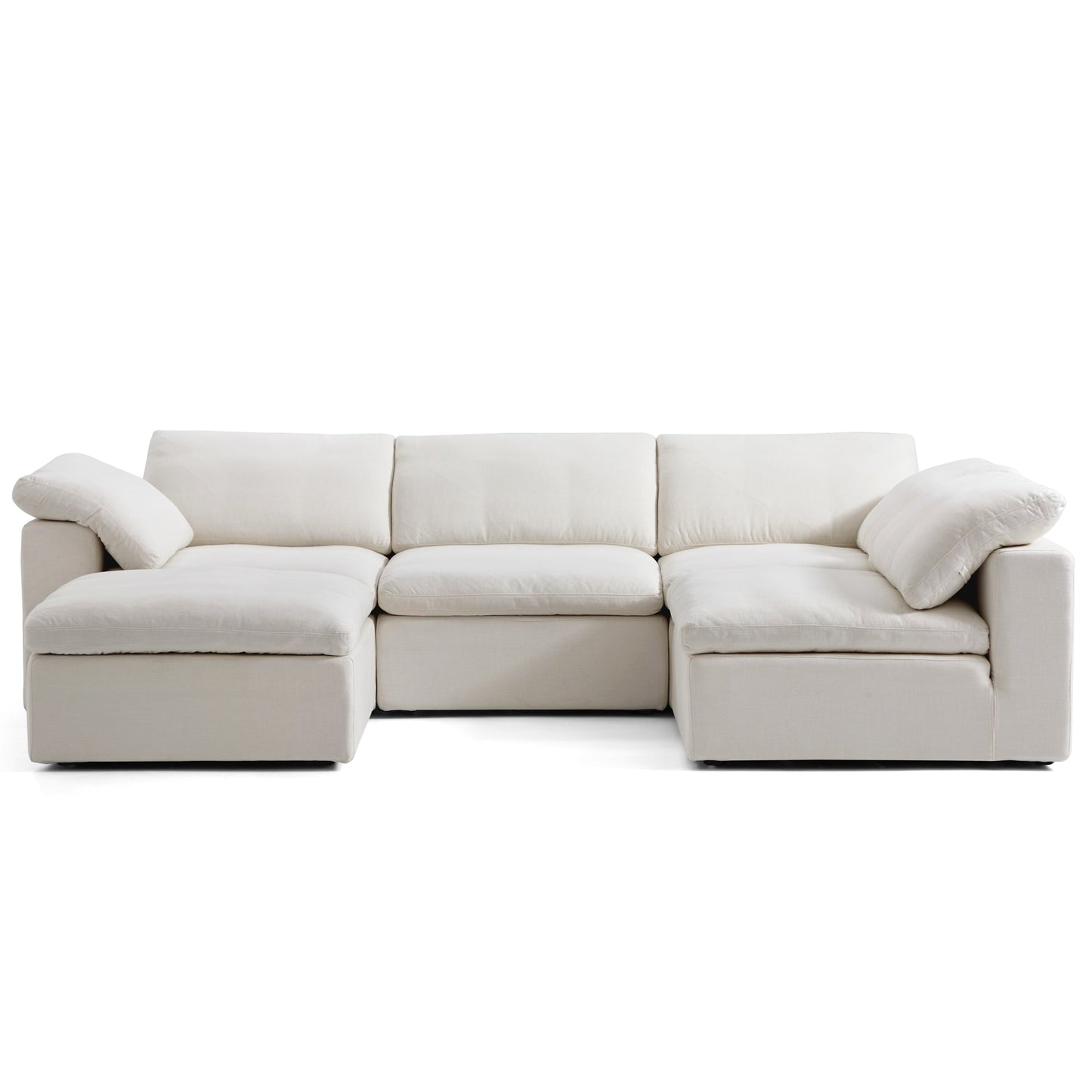 Tender Wabi Sabi L Shaped Sectional With Ottoman-Beige-128.0"