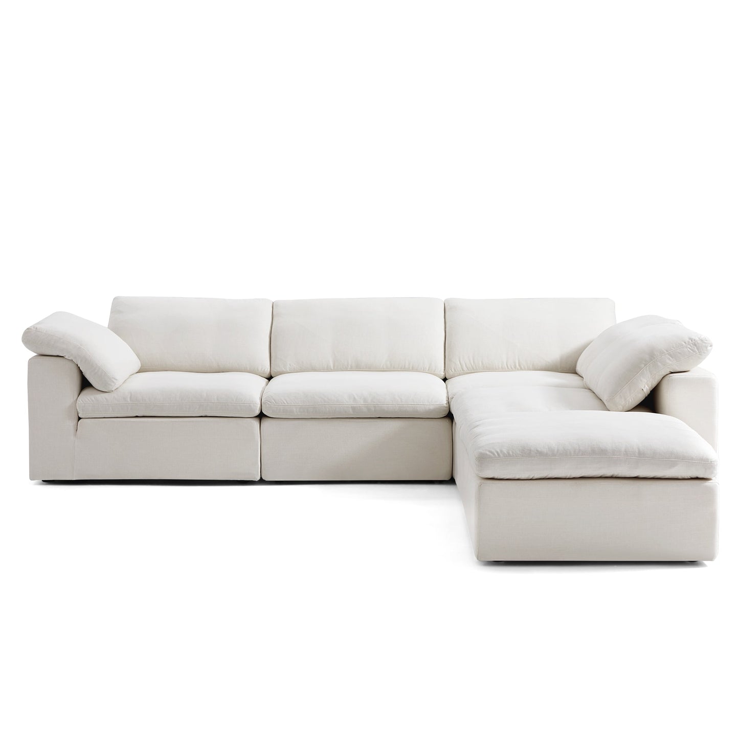 Tender Wabi Sabi Sand L Shaped Sectional and Ottoman-Beige-128.0"