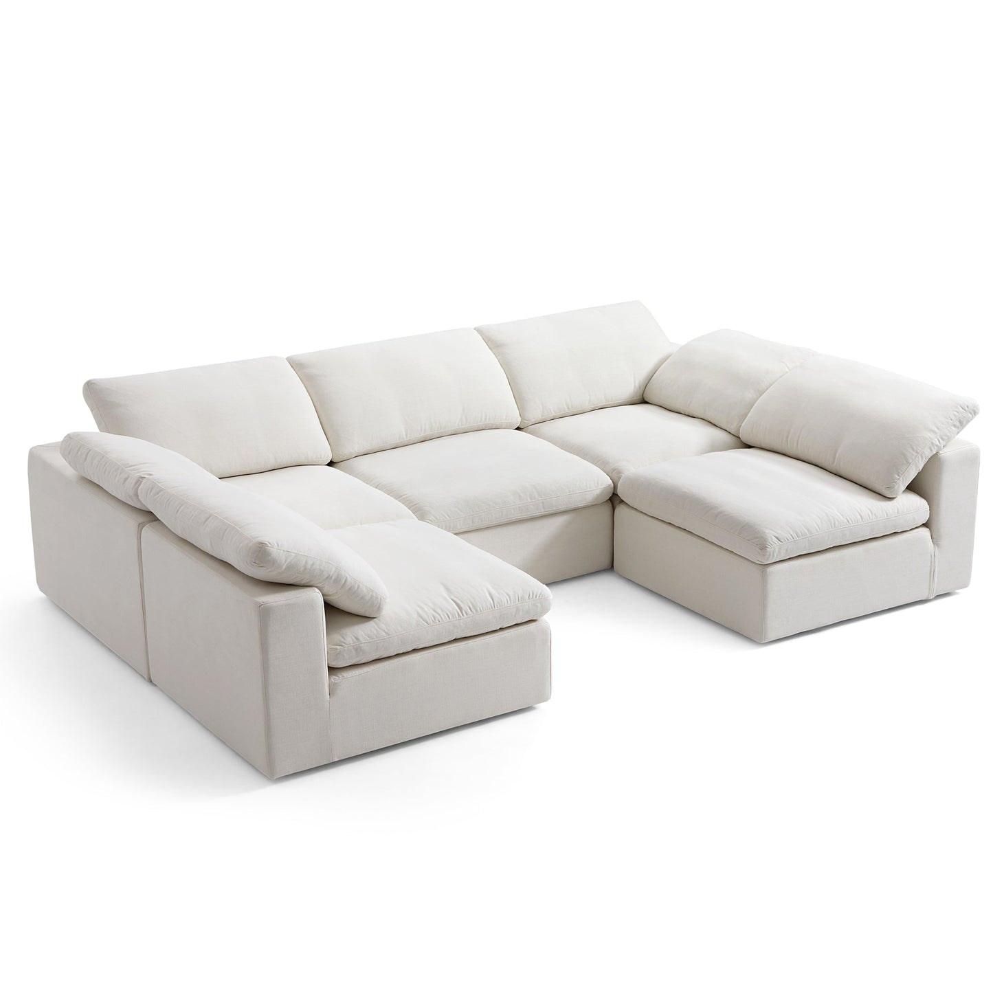 Tender Wabi Sabi Sand U Shaped Sectional with Open Ends-Beige-128.0"