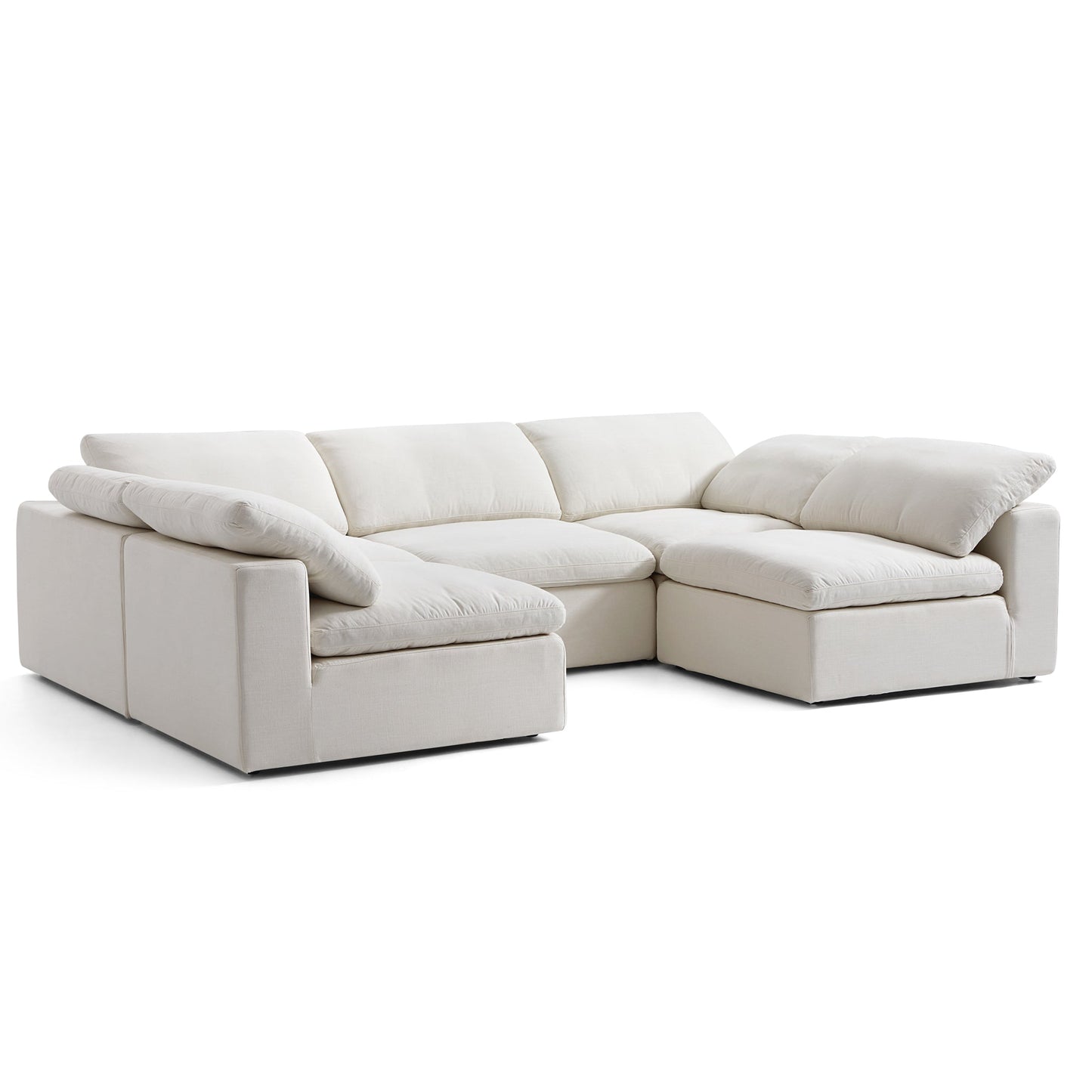 Tender Wabi Sabi Sand U Shaped Sectional with Open Ends-Beige-128.0"