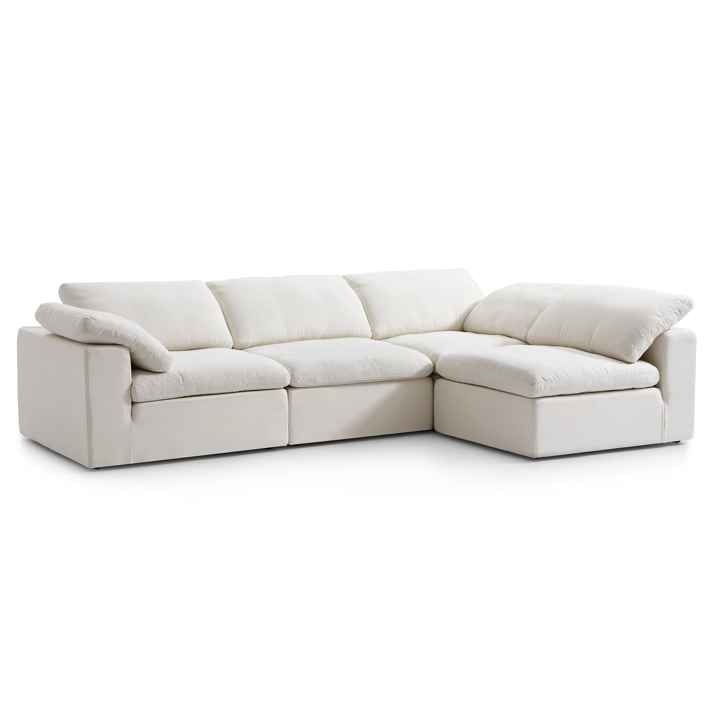 Tender Wabi Sabi Light Gray L Shaped Sectional-Beige-128.0"