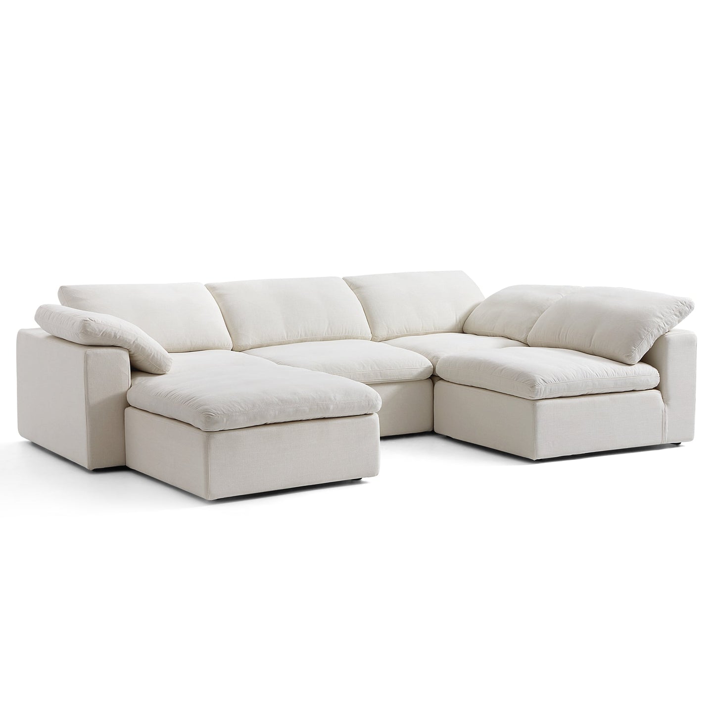 Tender Wabi Sabi L Shaped Sectional With Ottoman-Beige-128.0"