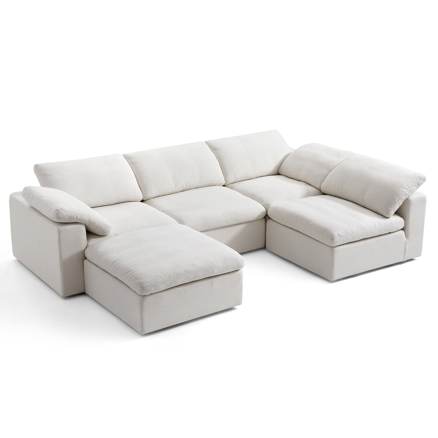 Tender Wabi Sabi L Shaped Sectional With Ottoman-Beige-128.0"