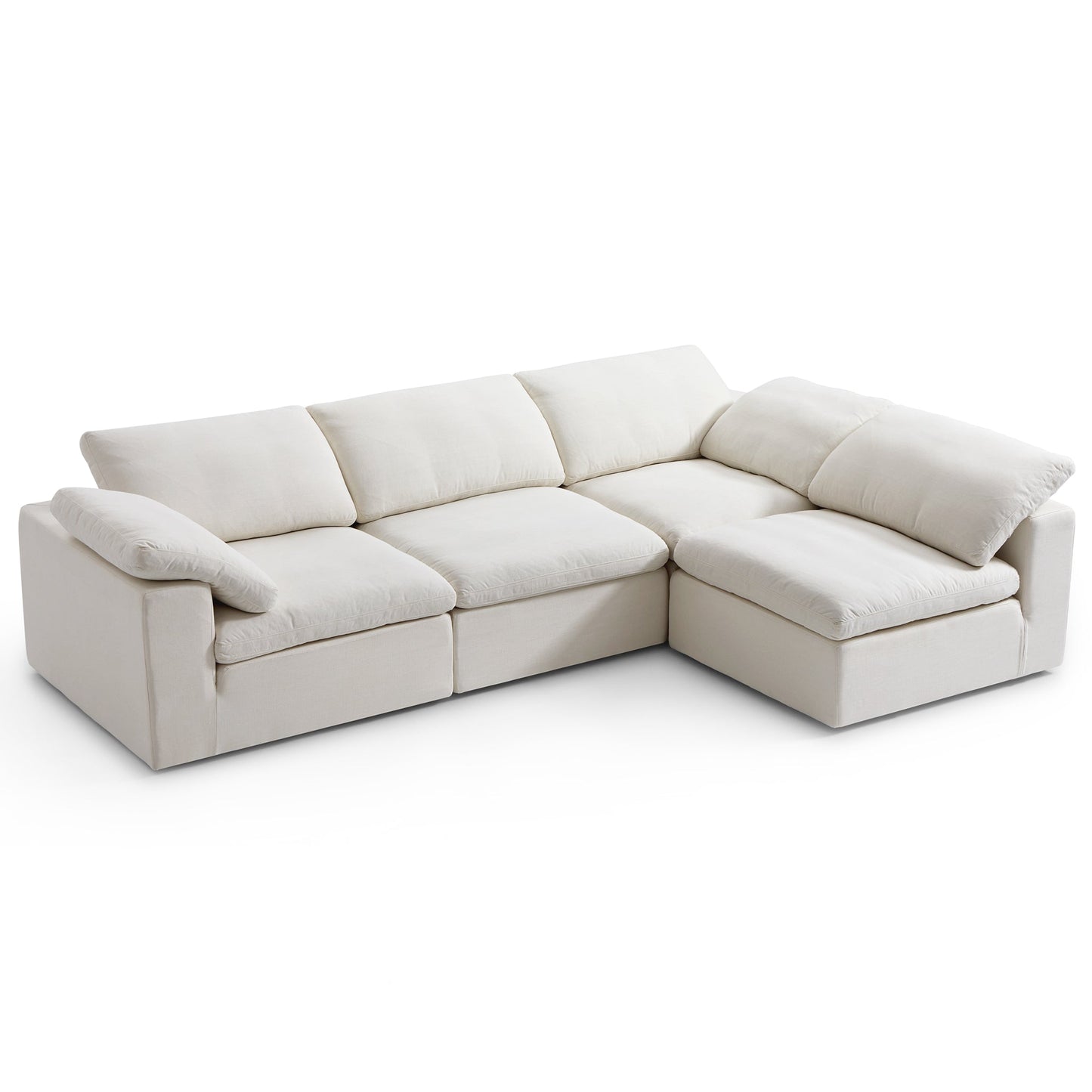 Tender Wabi Sabi Light Gray L Shaped Sectional-Beige-128.0"