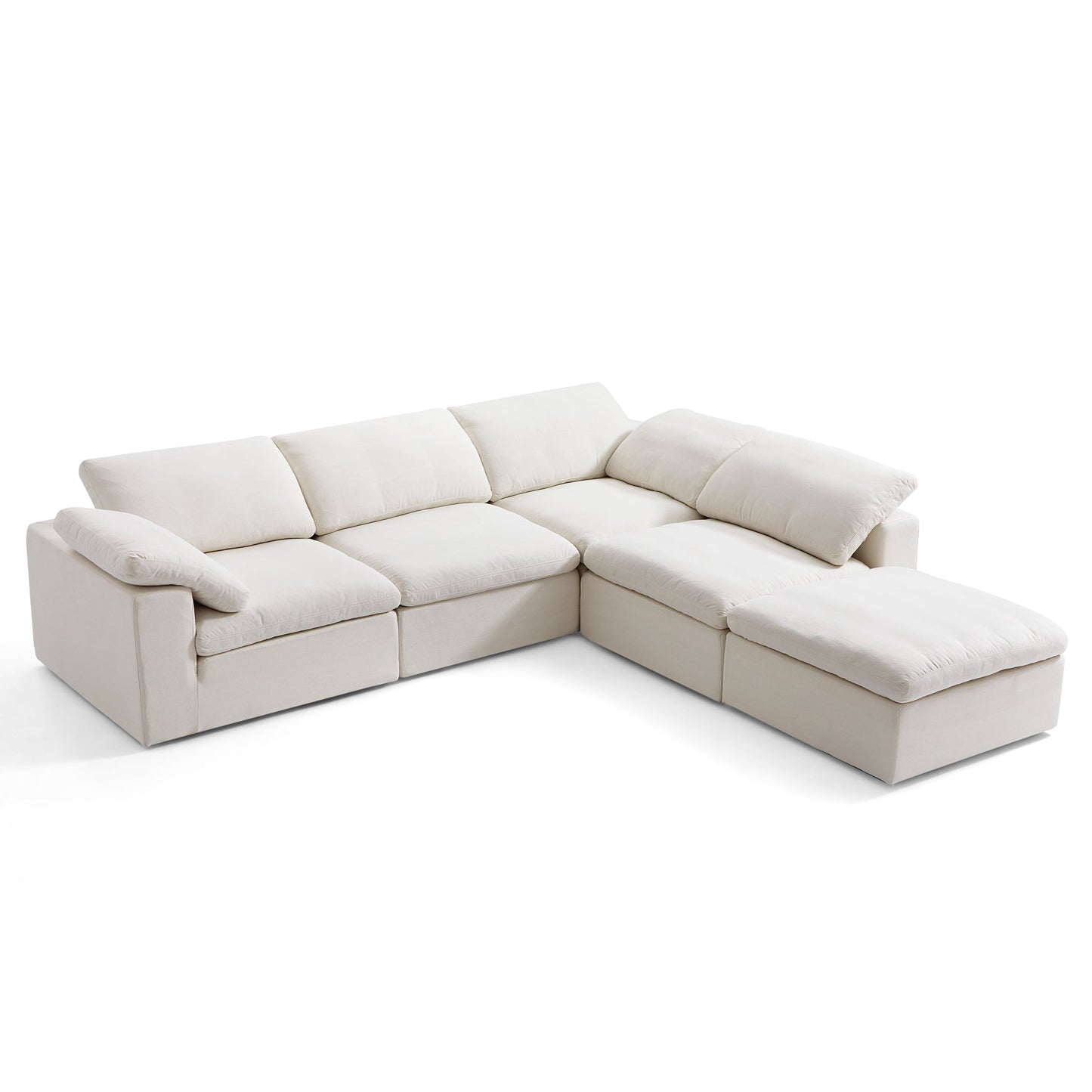 Tender Wabi Sabi Sand L Shaped Sectional and Ottoman-Beige-128.0"