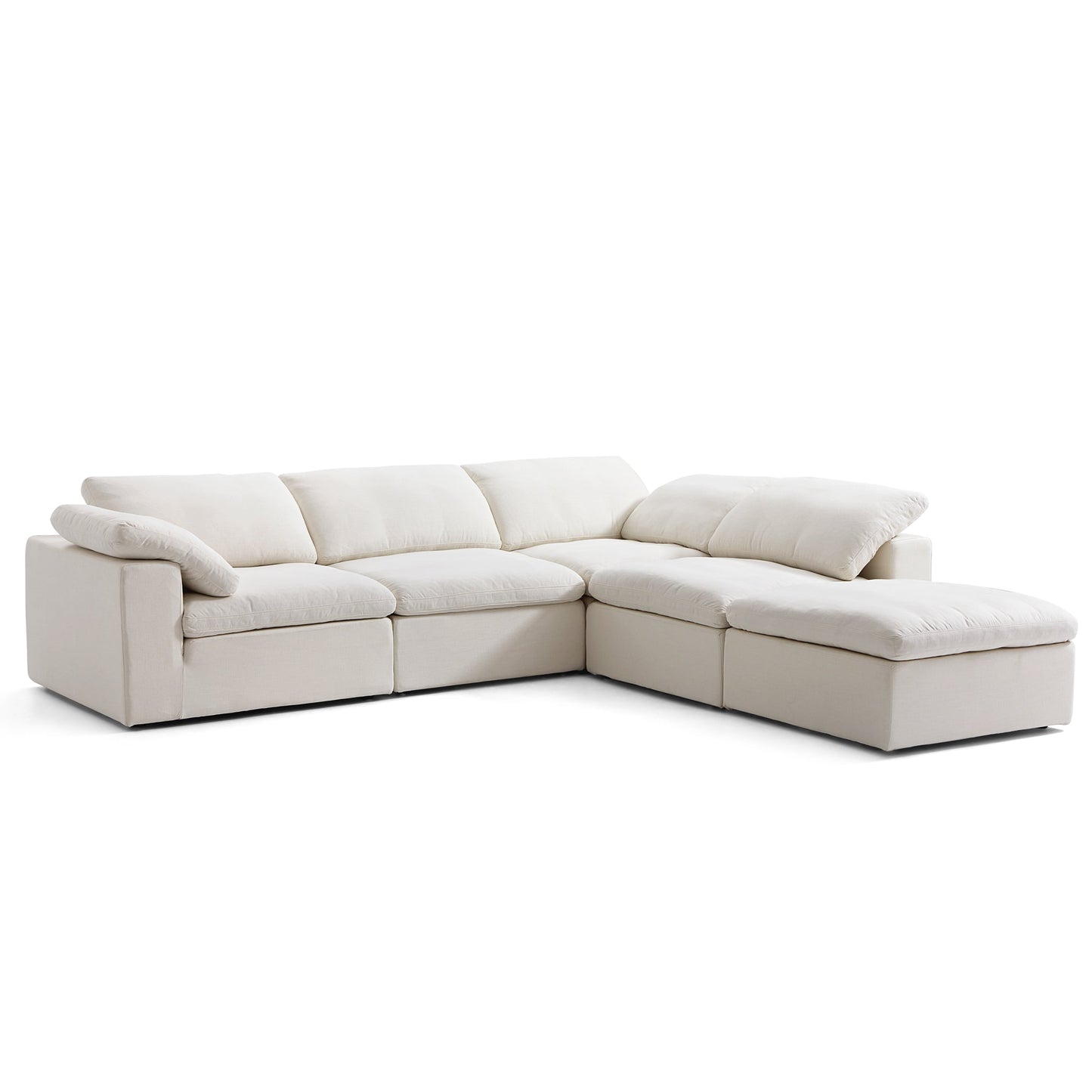 Tender Wabi Sabi Sand L Shaped Sectional and Ottoman-Beige-128.0"