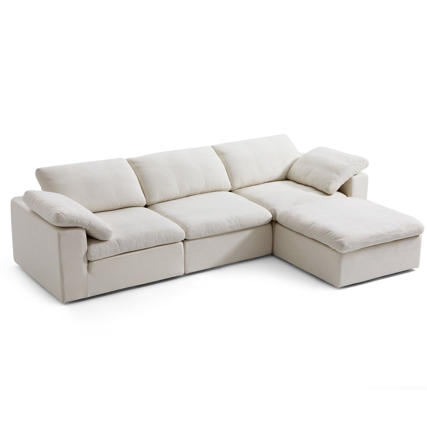 Tender Wabi Sabi Beige Sofa and Regular Ottoman-Beige-128.0"