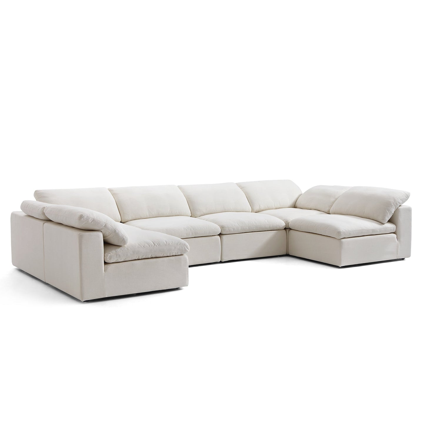Tender Wabi Sabi U Shaped Beige Sectional with Open End-Beige-165.4"