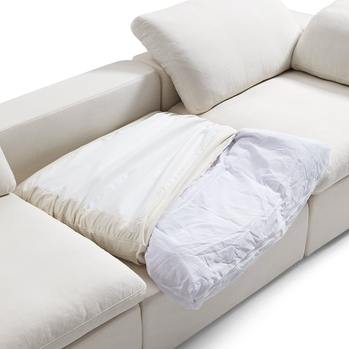 Tender Wabi Sabi L Shaped Sectional With Ottoman-Beige