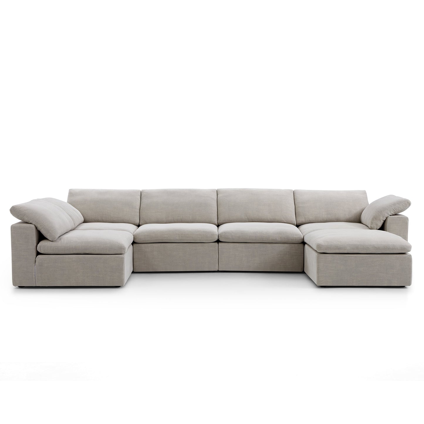 Tender Wabi Sabi Sand L Shaped Sectional and Ottoman-Sand-165.4"