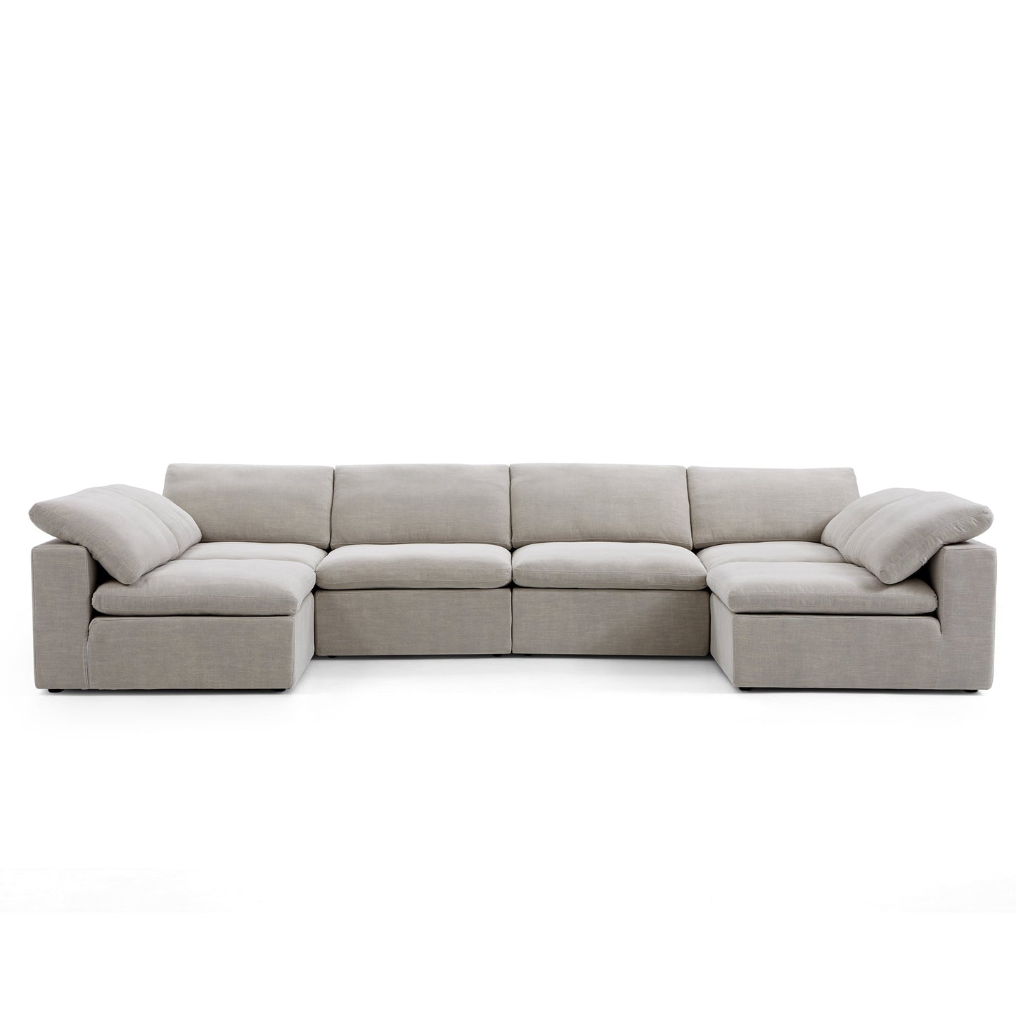 Tender Wabi Sabi Sand U Shaped Sectional with Open Ends-hidden