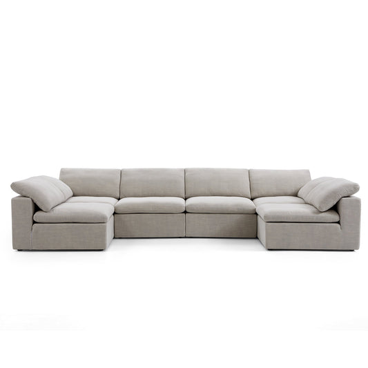 Tender Wabi Sabi Sand U Shaped Sectional with Open Ends-hidden