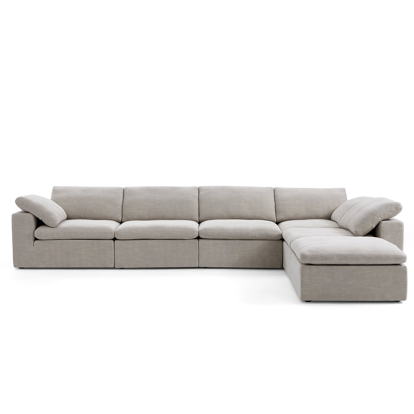 Tender Wabi Sabi Sand L Shaped Sectional and Ottoman-Sand-165.4"