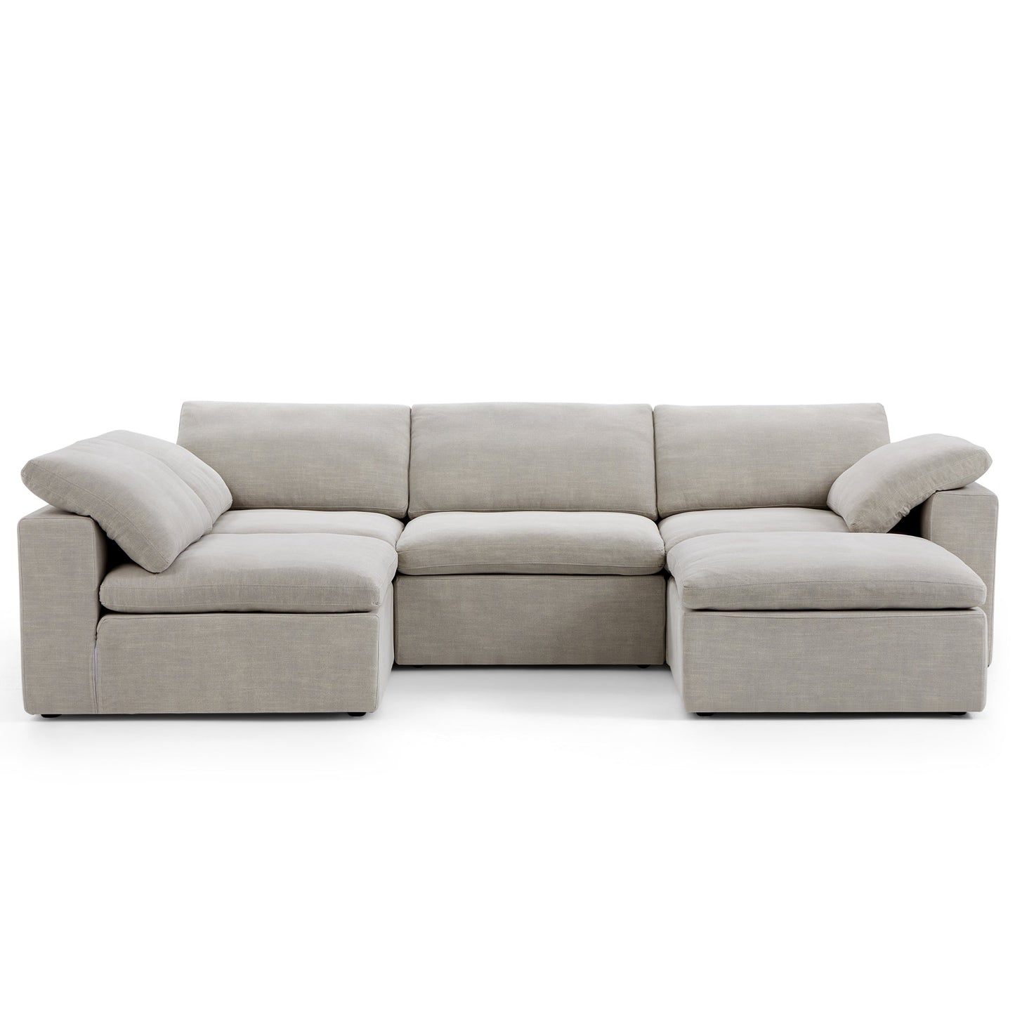 Tender Wabi Sabi Sand L Shaped Sectional and Ottoman-Sand-128.0"