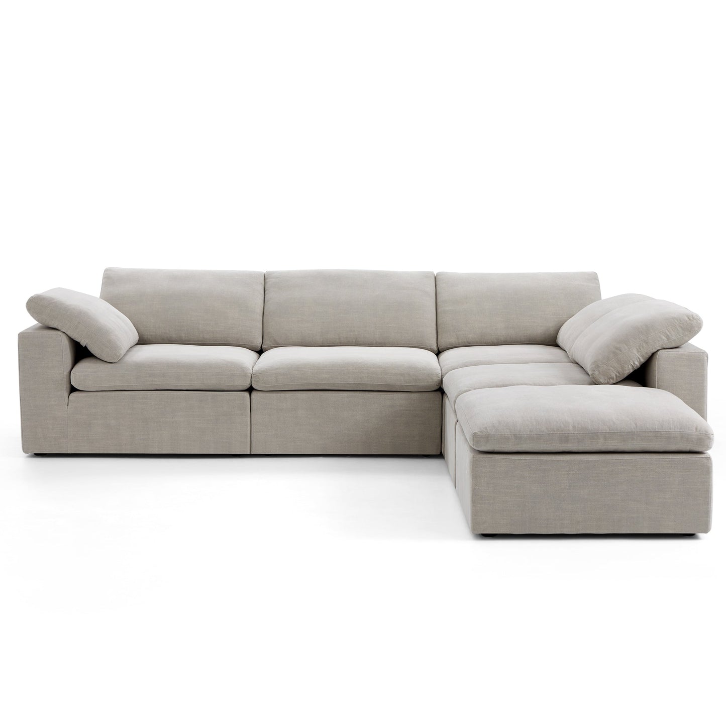 Tender Wabi Sabi L Shaped Sectional With Ottoman-Sand-128.0"