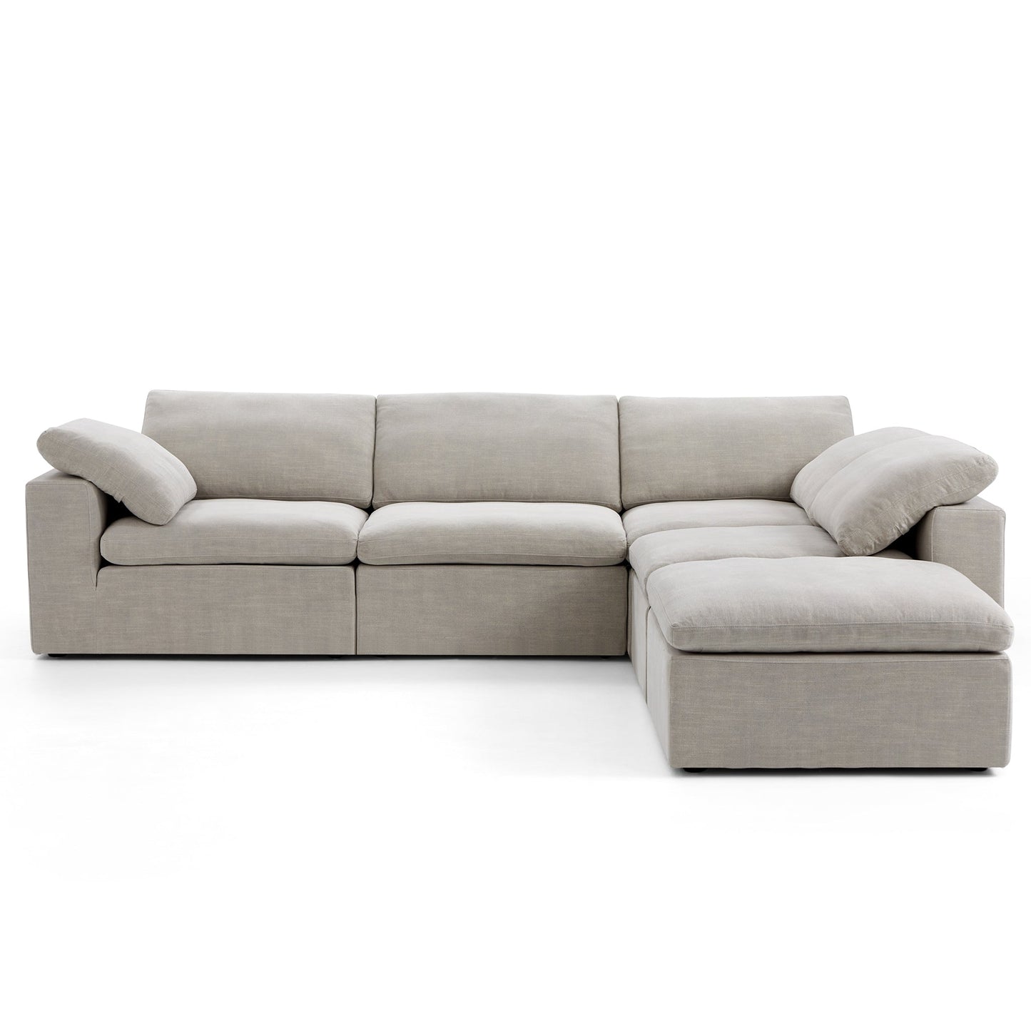 Tender Wabi Sabi Sand L Shaped Sectional and Ottoman-Sand-128.0"