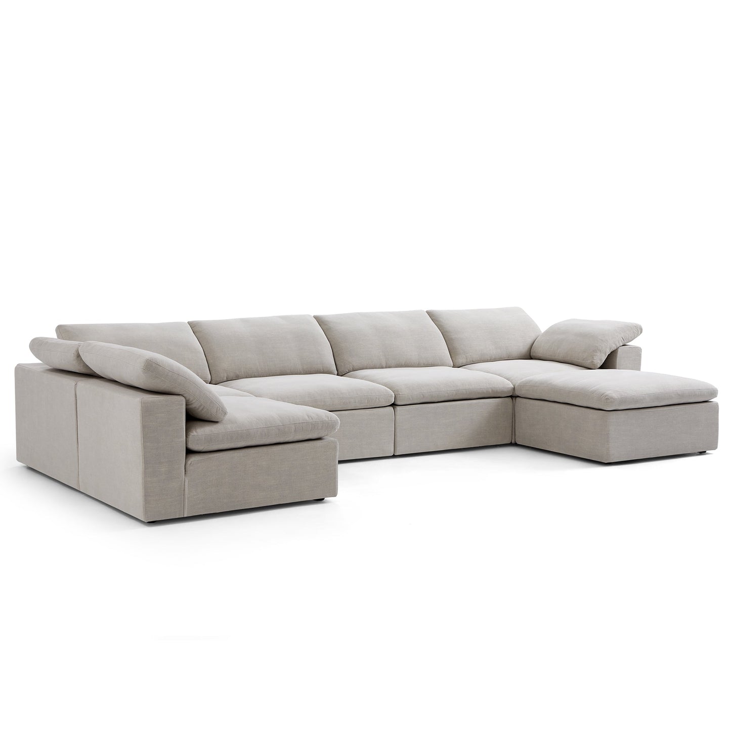 Tender Wabi Sabi Sand L Shaped Sectional and Ottoman-Sand-165.4"