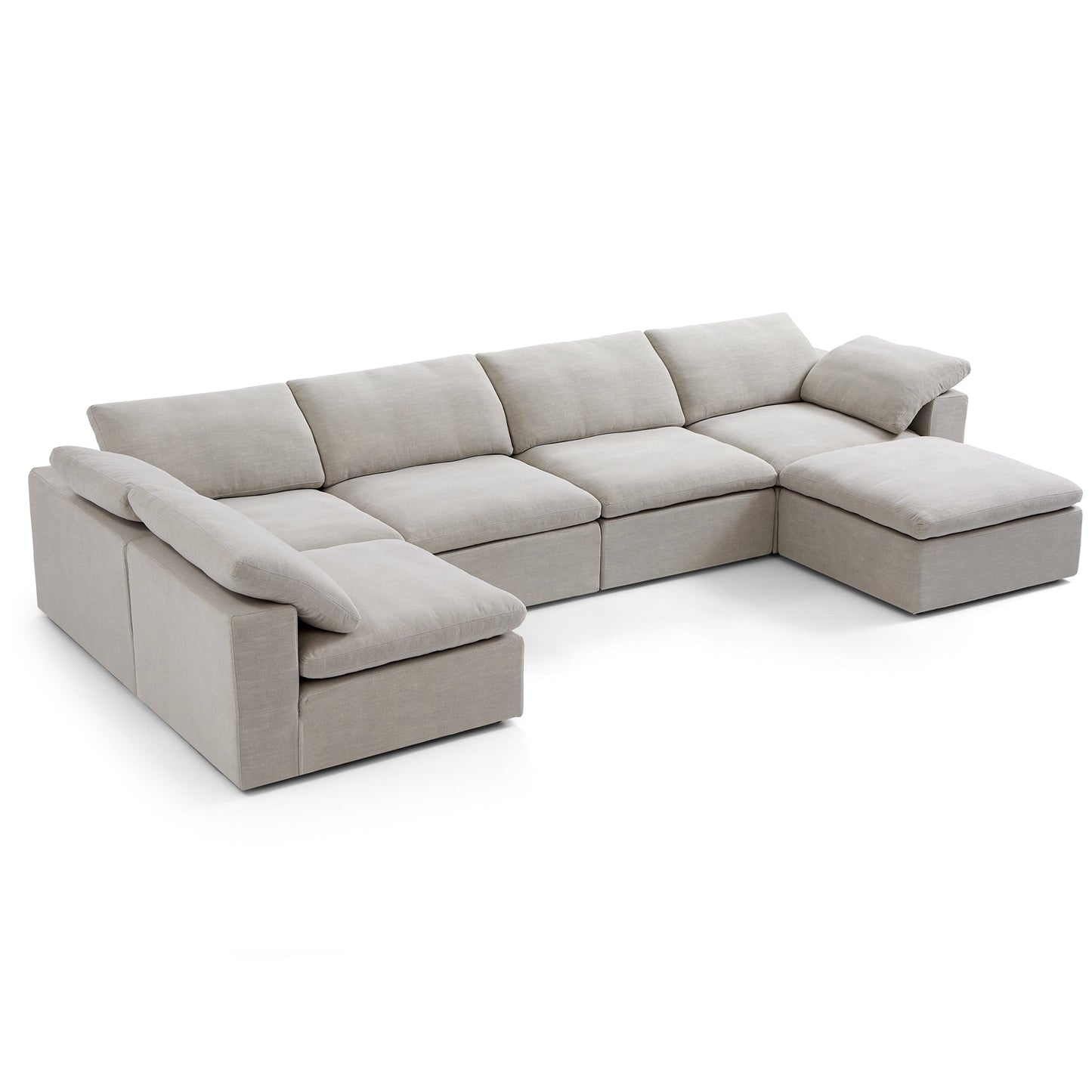 Tender Wabi Sabi Sand L Shaped Sectional and Ottoman-Sand-165.4"