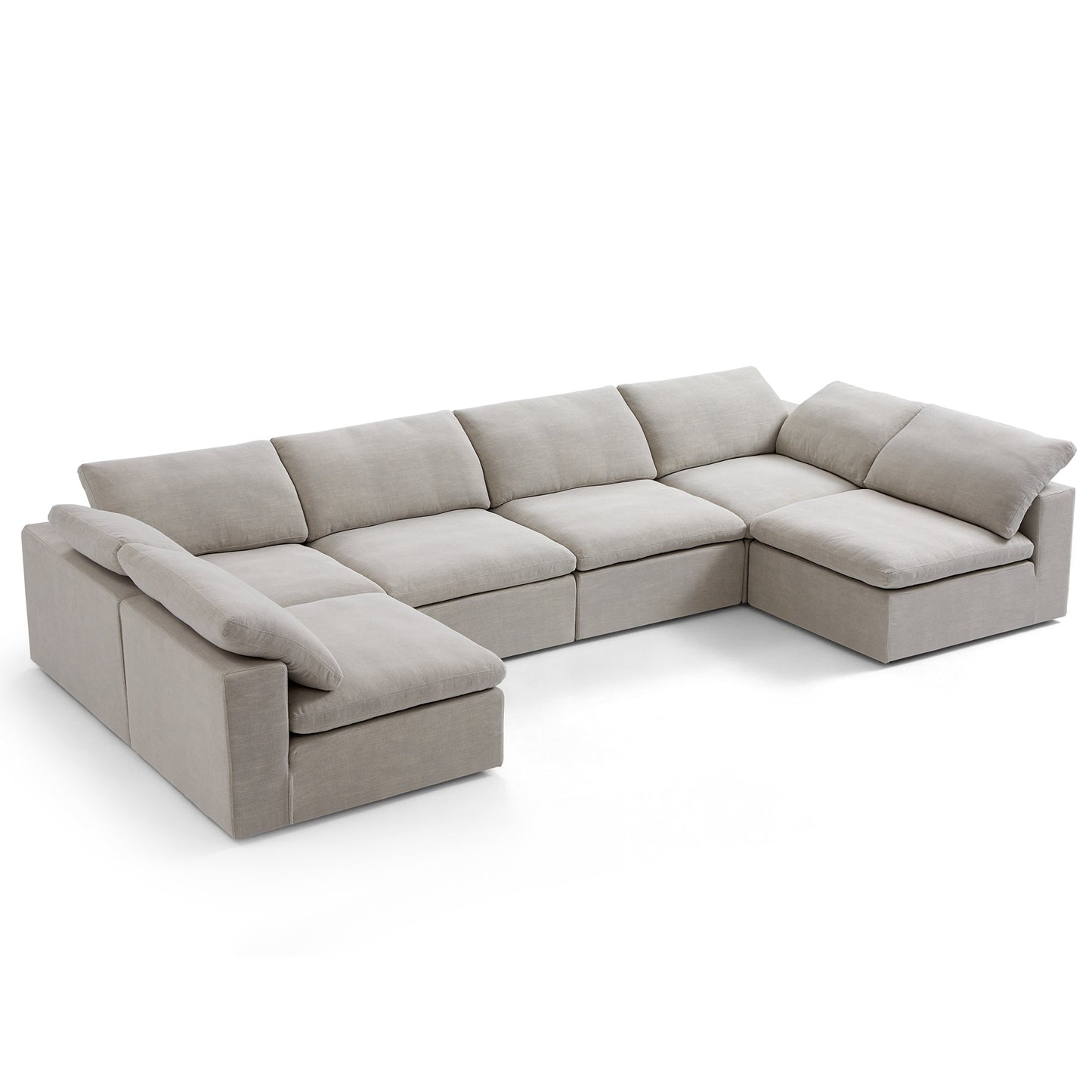 Tender Wabi Sabi Sand U Shaped Sectional with Open Ends-Sand-165.4"