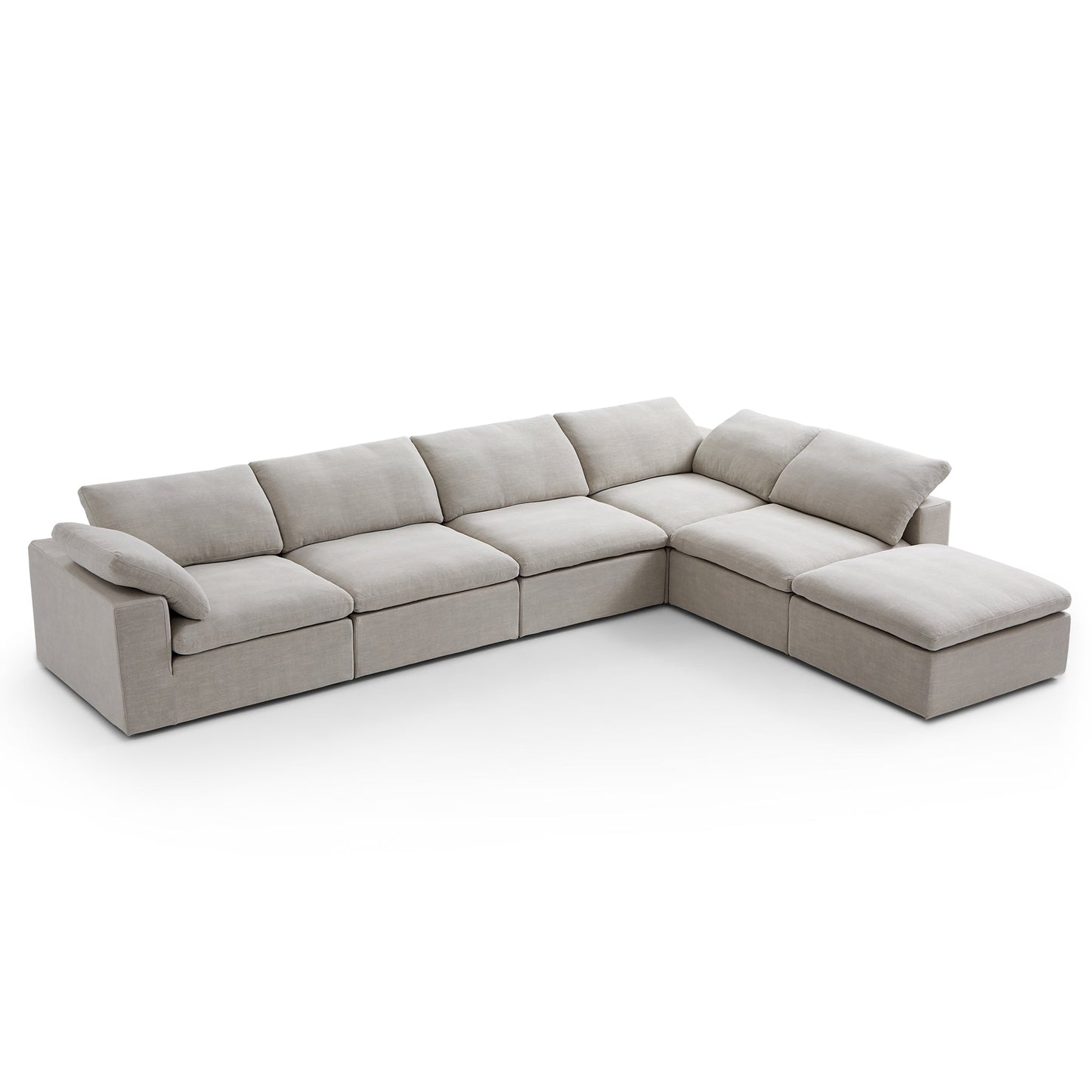 Tender Wabi Sabi Sand L Shaped Sectional and Ottoman-Sand-165.4"
